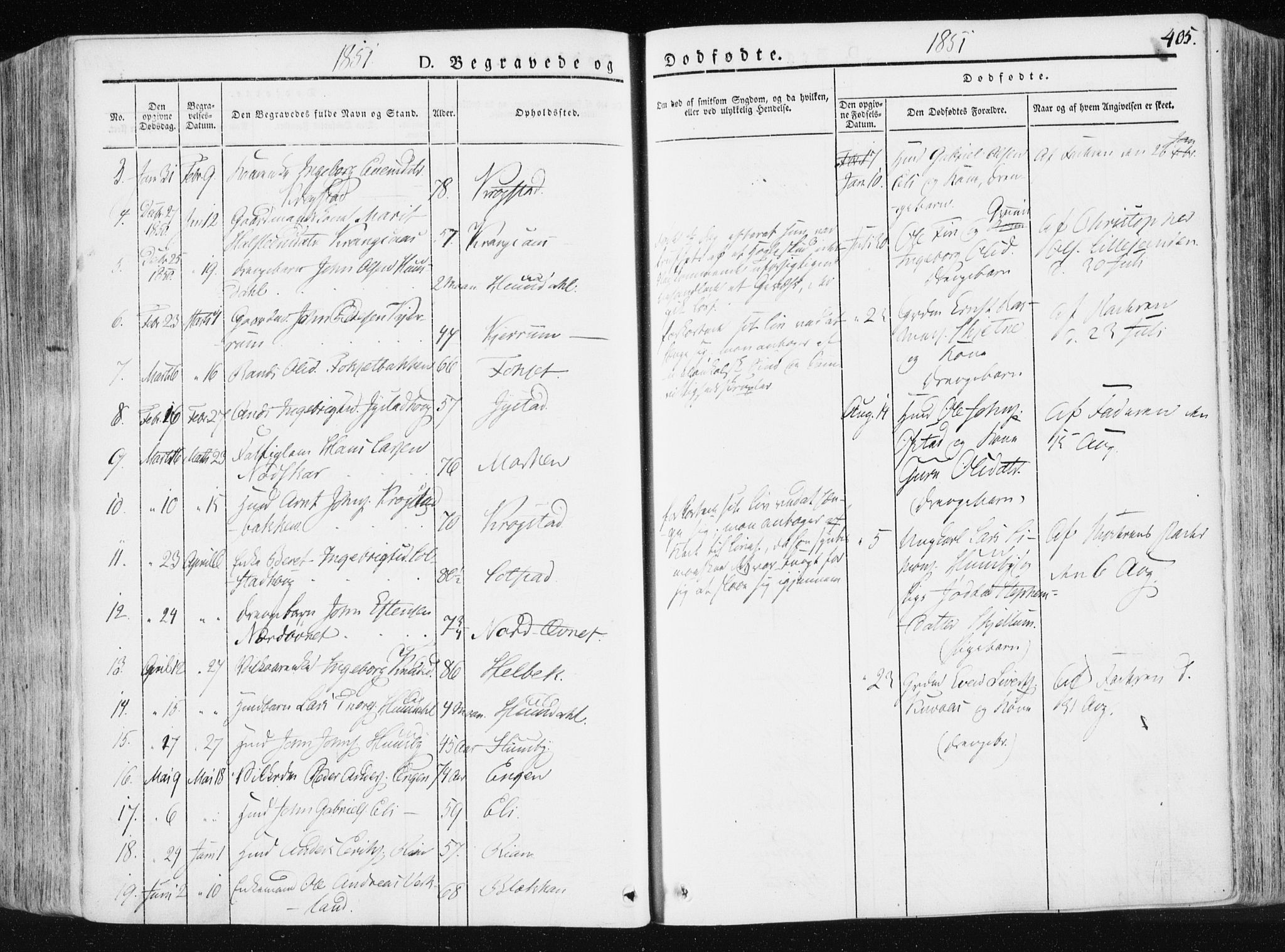 Ministerialprotokoller, klokkerbøker og fødselsregistre - Sør-Trøndelag, SAT/A-1456/665/L0771: Parish register (official) no. 665A06, 1830-1856, p. 405