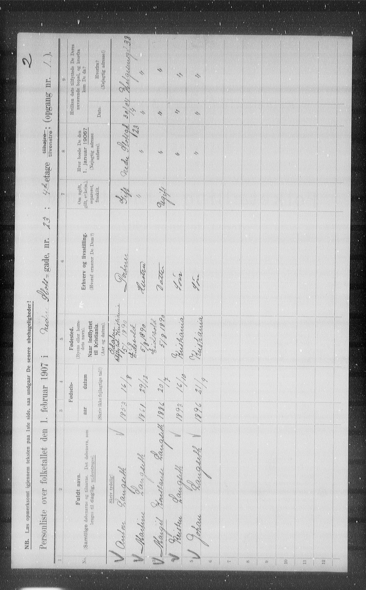 OBA, Municipal Census 1907 for Kristiania, 1907, p. 35541