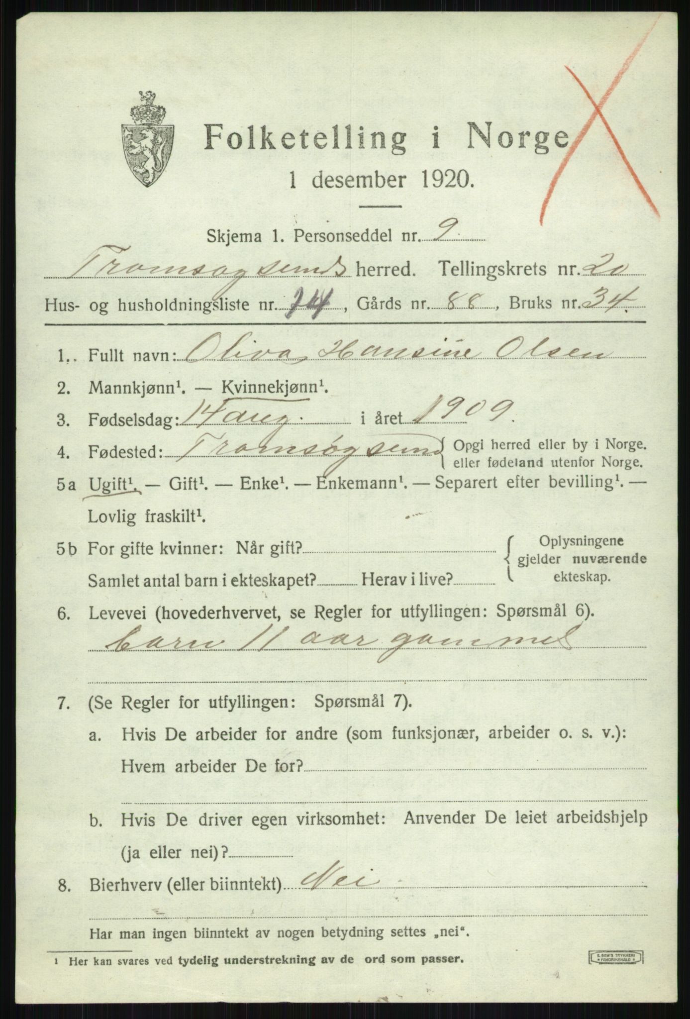 SATØ, 1920 census for Tromsøysund, 1920, p. 10766