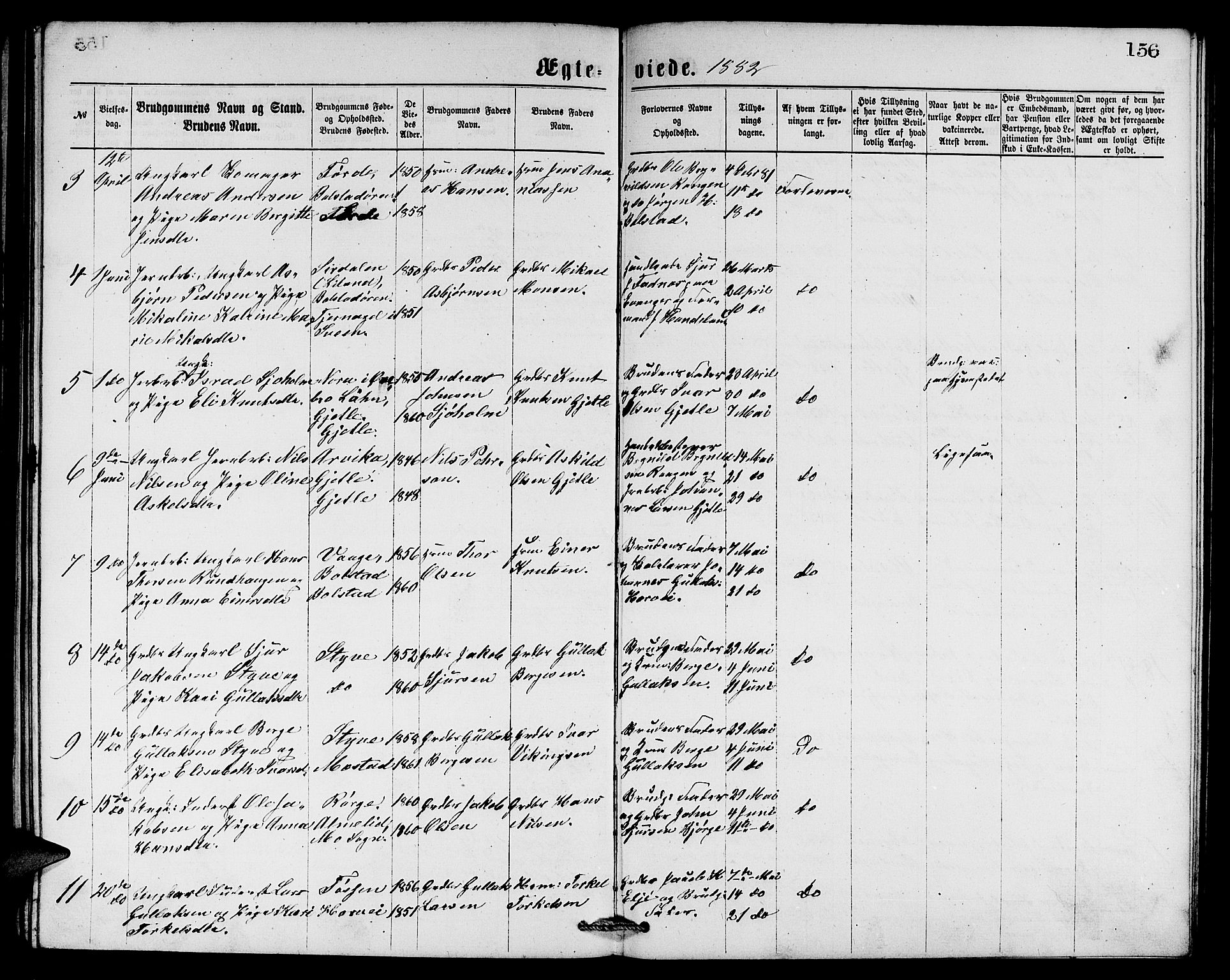 Evanger sokneprestembete, SAB/A-99924: Parish register (copy) no. A 3, 1875-1887, p. 156