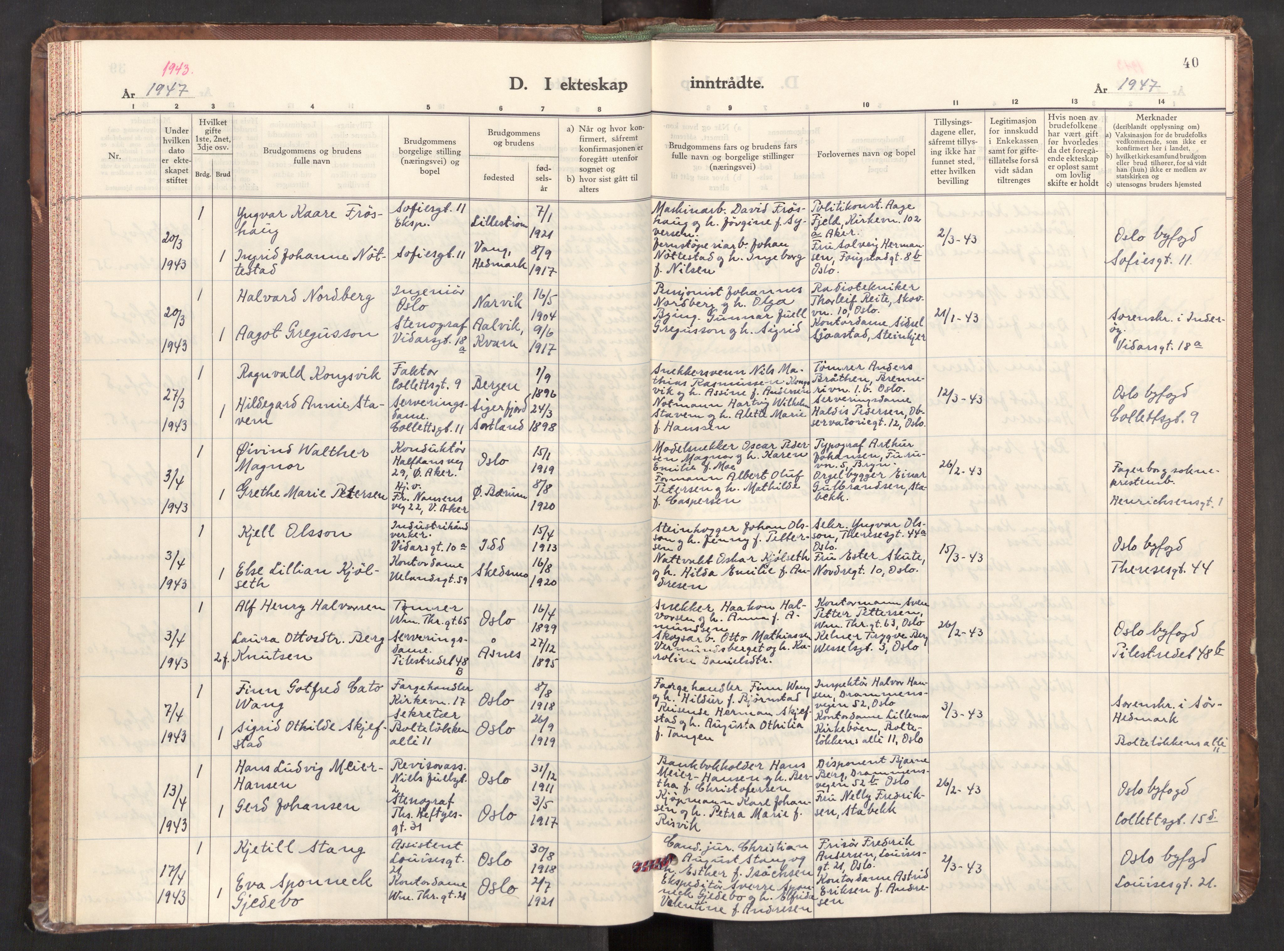 Markus prestekontor Kirkebøker, AV/SAO-A-10830/F/L0005: Parish register (official) no. 5, 1942-1960, p. 40