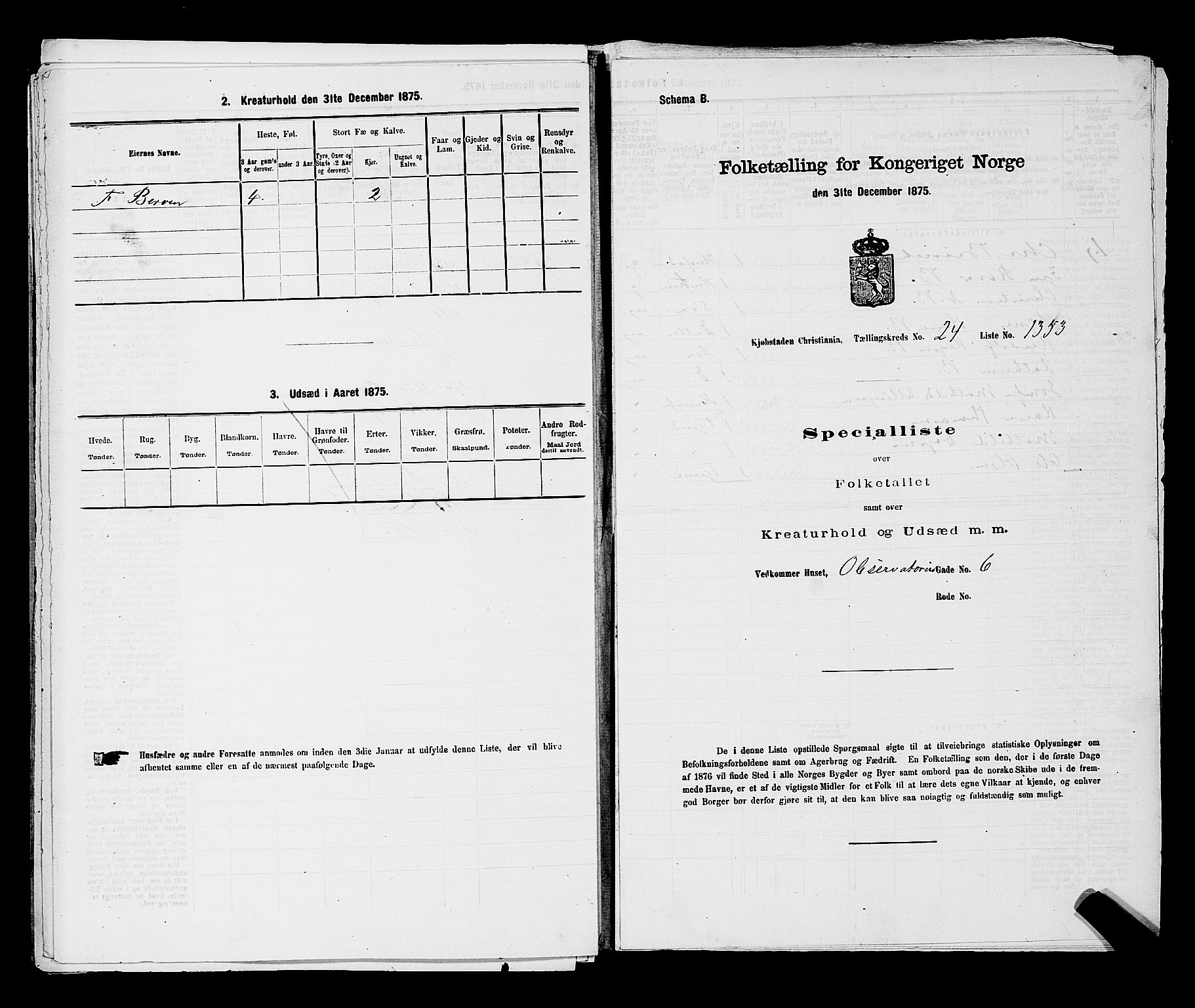 RA, 1875 census for 0301 Kristiania, 1875, p. 3988