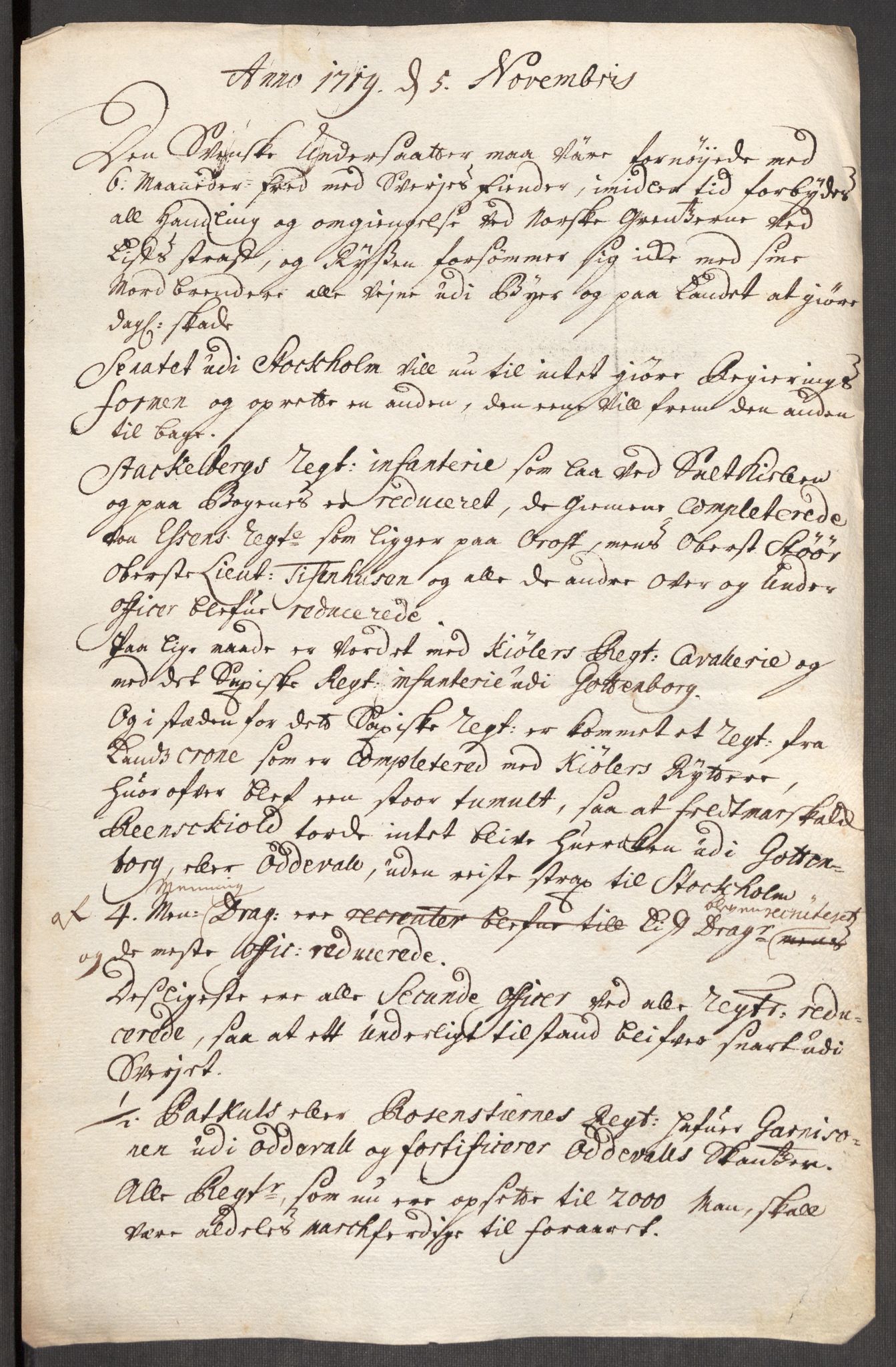 Kommanderende general (KG I) med Det norske krigsdirektorium, RA/EA-5419/E/Eb/L0012: Kunnskap om fienden, kronologisk ordnet, 1718-1719, p. 744