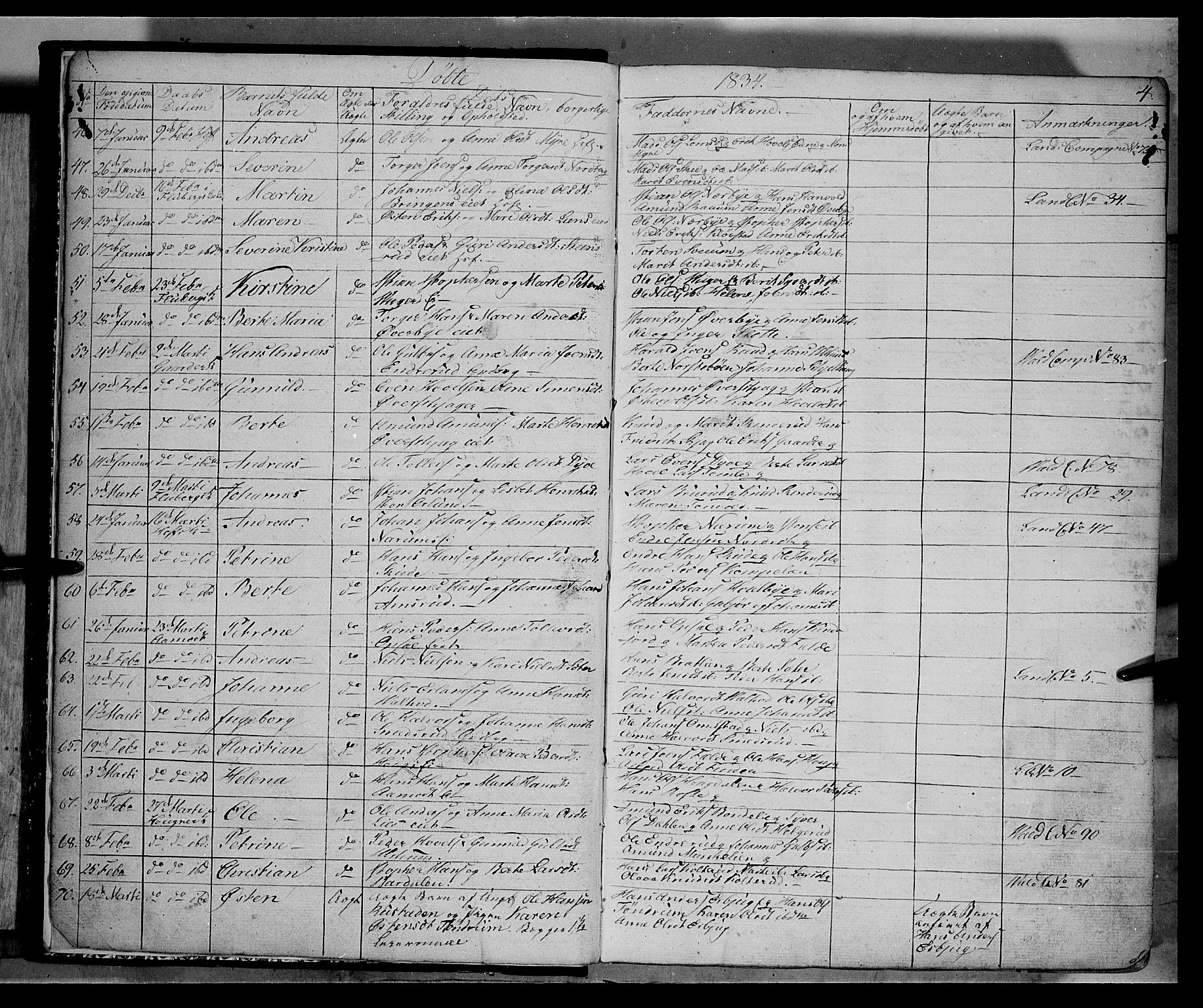 Land prestekontor, AV/SAH-PREST-120/H/Ha/Hab/L0002: Parish register (copy) no. 2, 1833-1849, p. 4