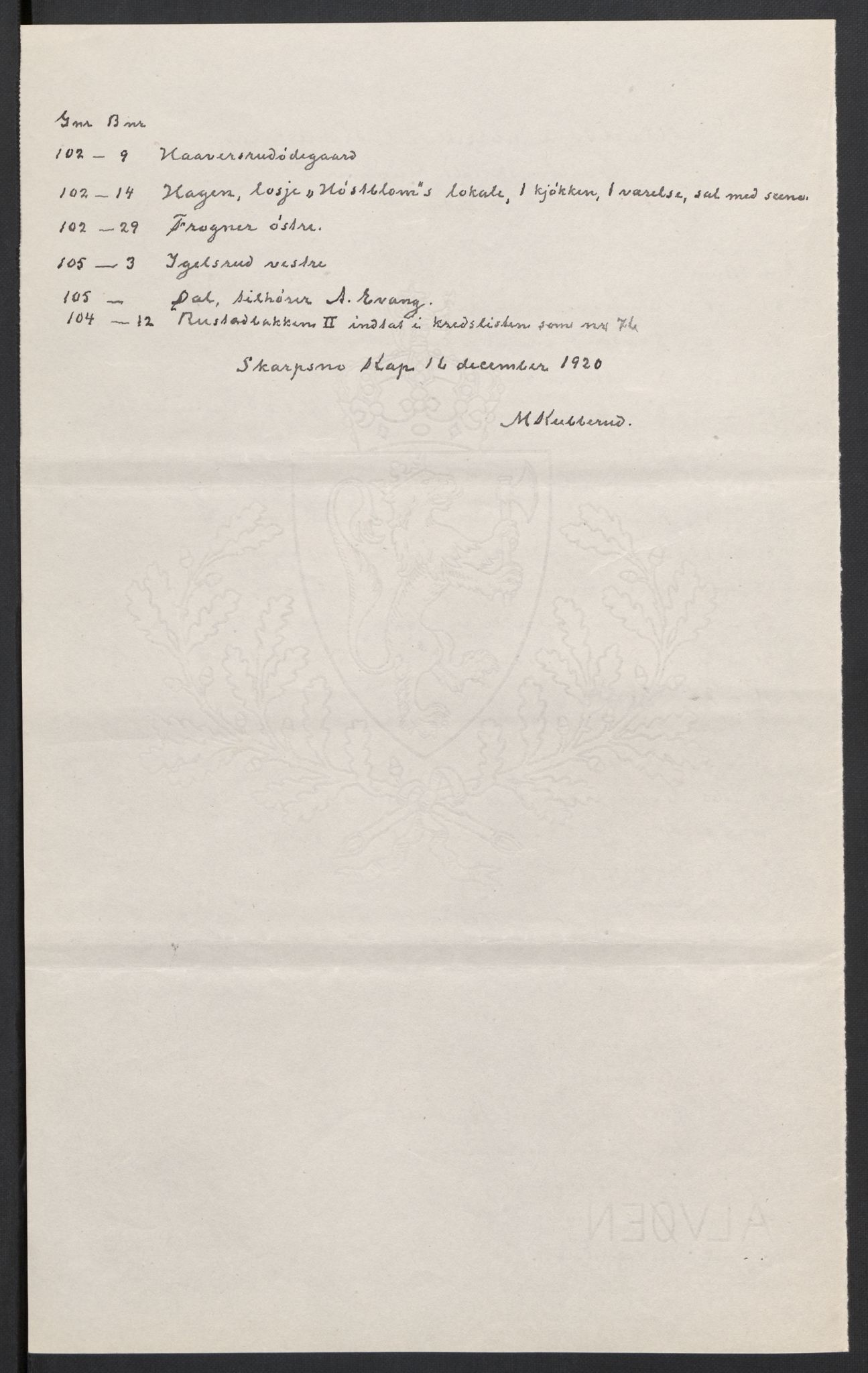 SAH, 1920 census for Østre Toten, 1920, p. 36