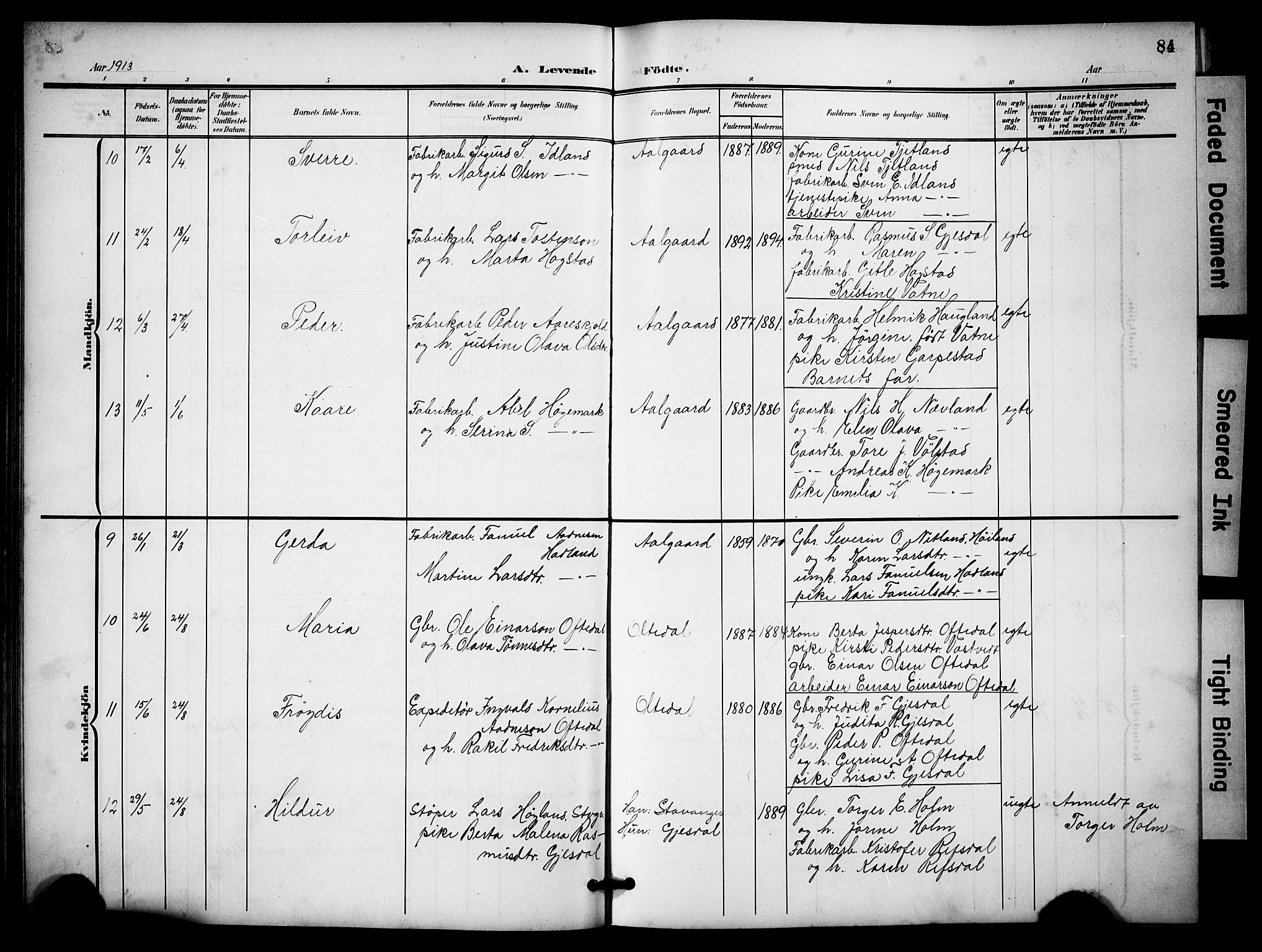 Lye sokneprestkontor, AV/SAST-A-101794/001/30BB/L0009: Parish register (copy) no. B 9, 1902-1923, p. 84