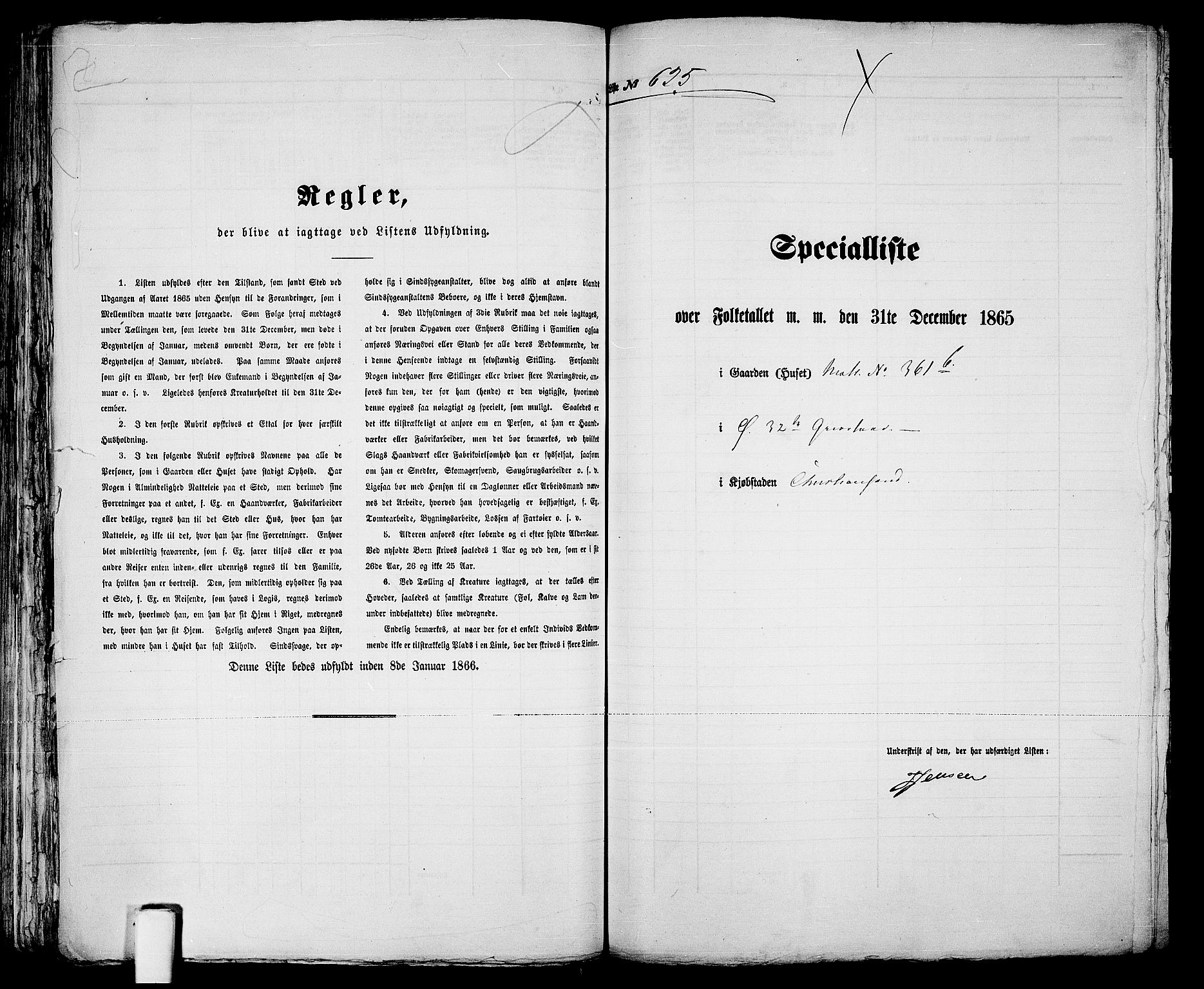 RA, 1865 census for Kristiansand, 1865, p. 1277