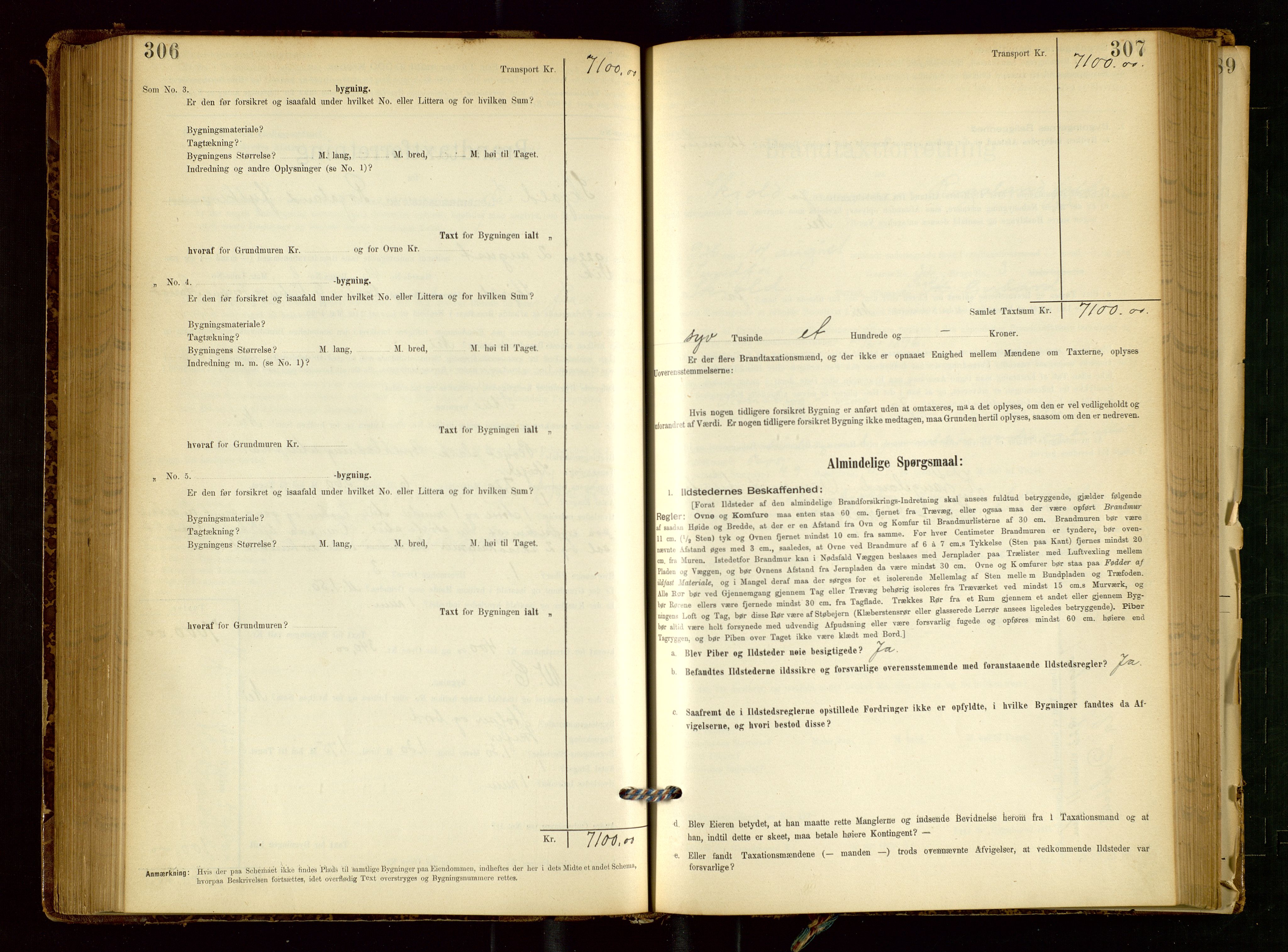 Skjold lensmannskontor, SAST/A-100182/Gob/L0001: "Brandtaxationsprotokol for Skjold Lensmandsdistrikt Ryfylke Fogderi", 1894-1939, p. 306-307