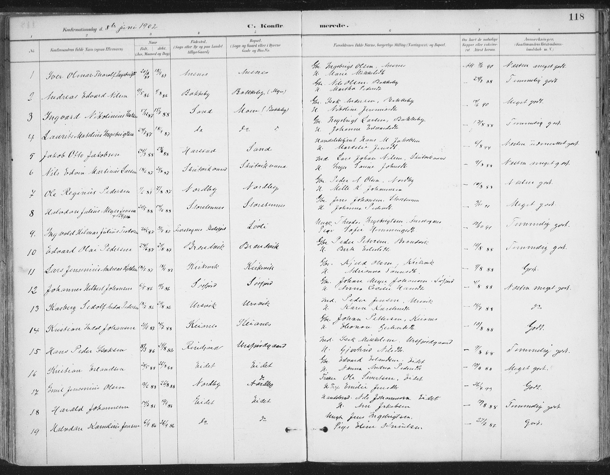 Balsfjord sokneprestembete, SATØ/S-1303/G/Ga/L0007kirke: Parish register (official) no. 7, 1887-1909, p. 118