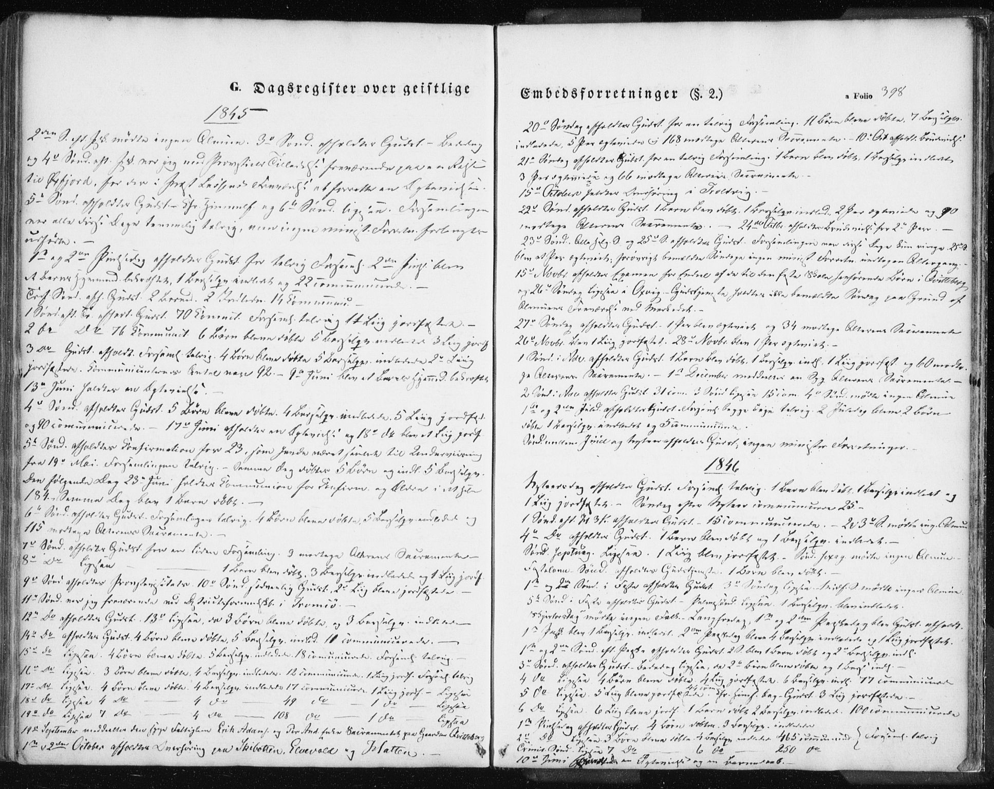 Lyngen sokneprestembete, SATØ/S-1289/H/He/Hea/L0004kirke: Parish register (official) no. 4, 1839-1858, p. 398