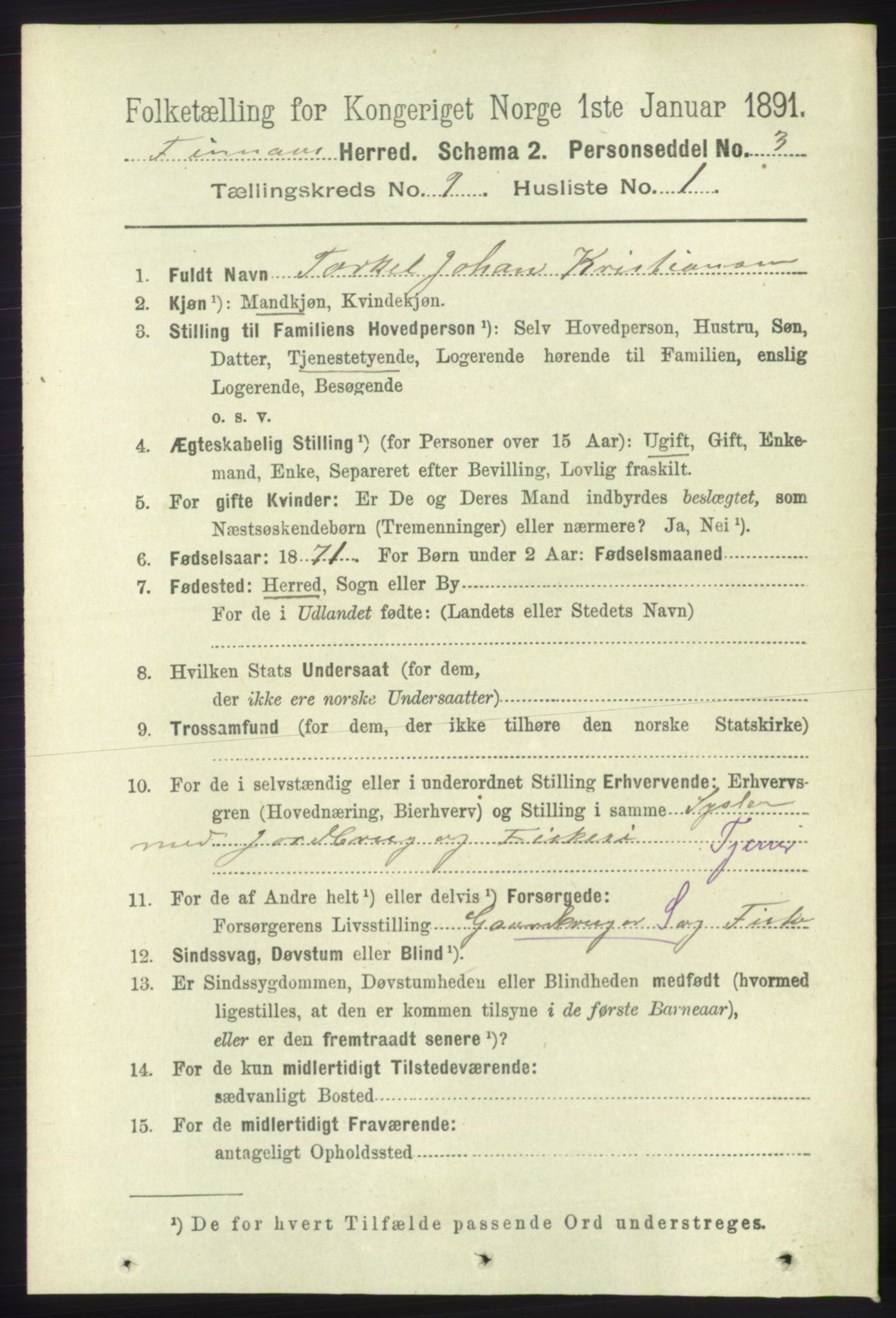 RA, 1891 census for 1218 Finnås, 1891, p. 3933