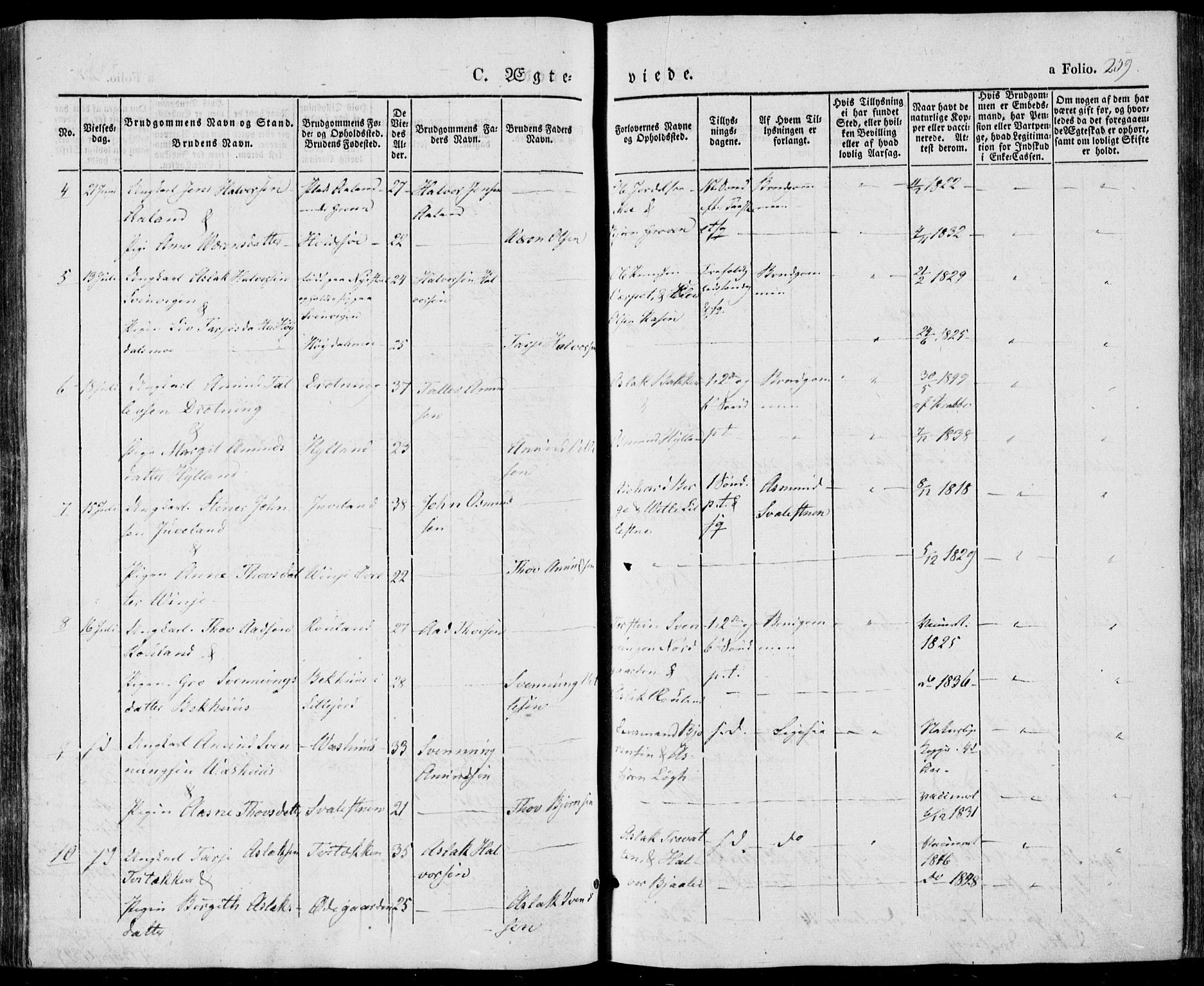 Vinje kirkebøker, AV/SAKO-A-312/F/Fa/L0004: Parish register (official) no. I 4, 1843-1869, p. 259