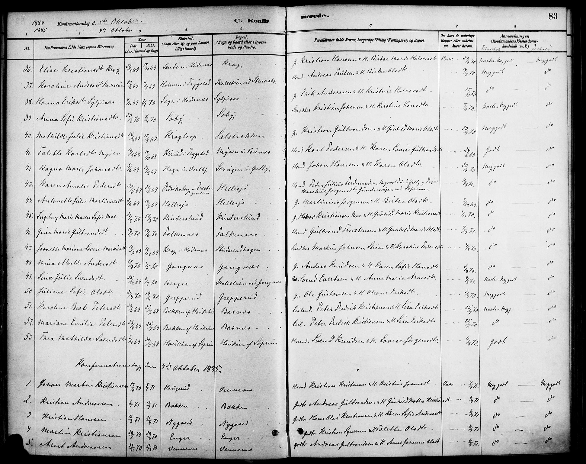 Høland prestekontor Kirkebøker, SAO/A-10346a/F/Fb/L0001: Parish register (official) no. II 1, 1880-1897, p. 83