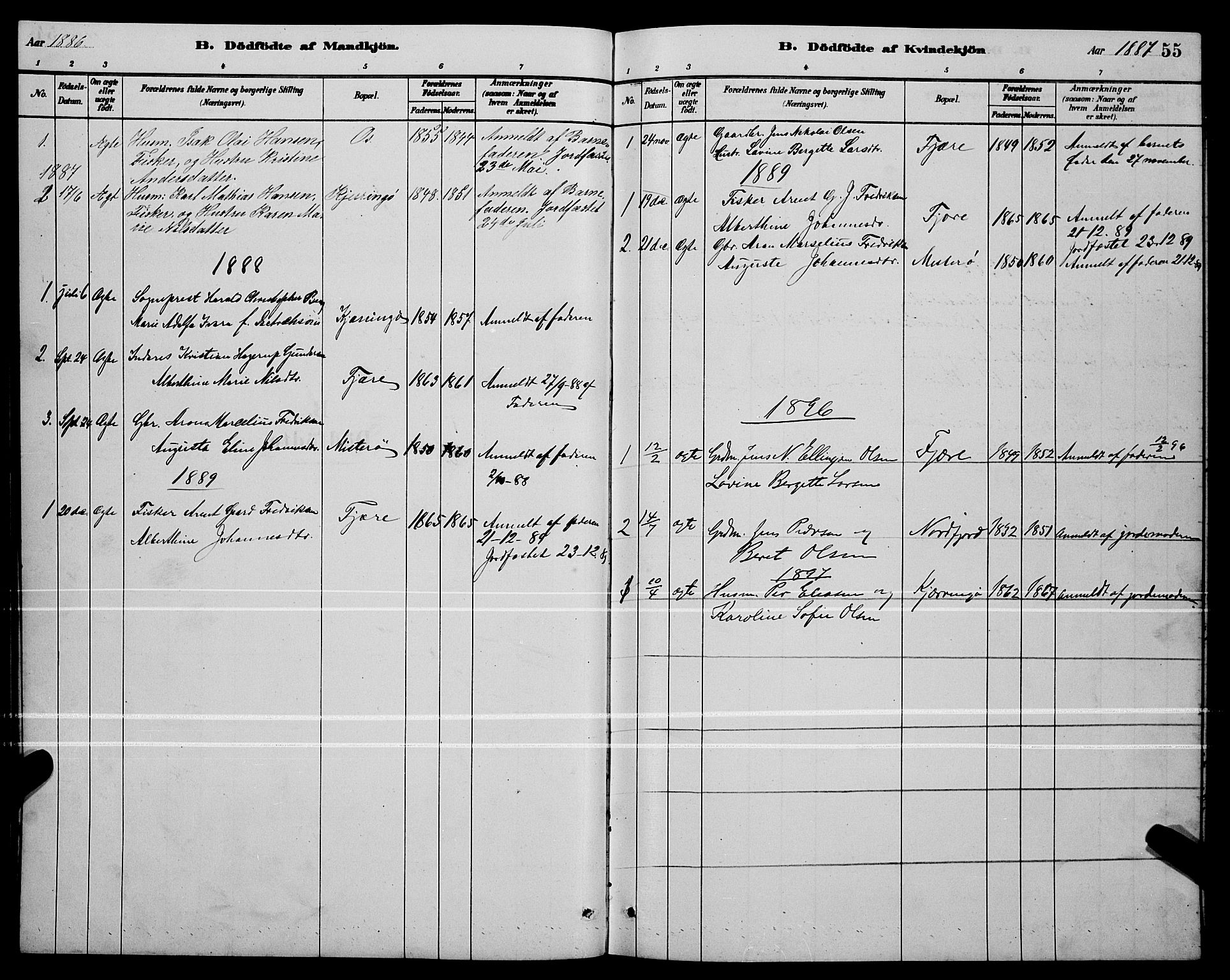 Ministerialprotokoller, klokkerbøker og fødselsregistre - Nordland, SAT/A-1459/803/L0076: Parish register (copy) no. 803C03, 1882-1897, p. 55