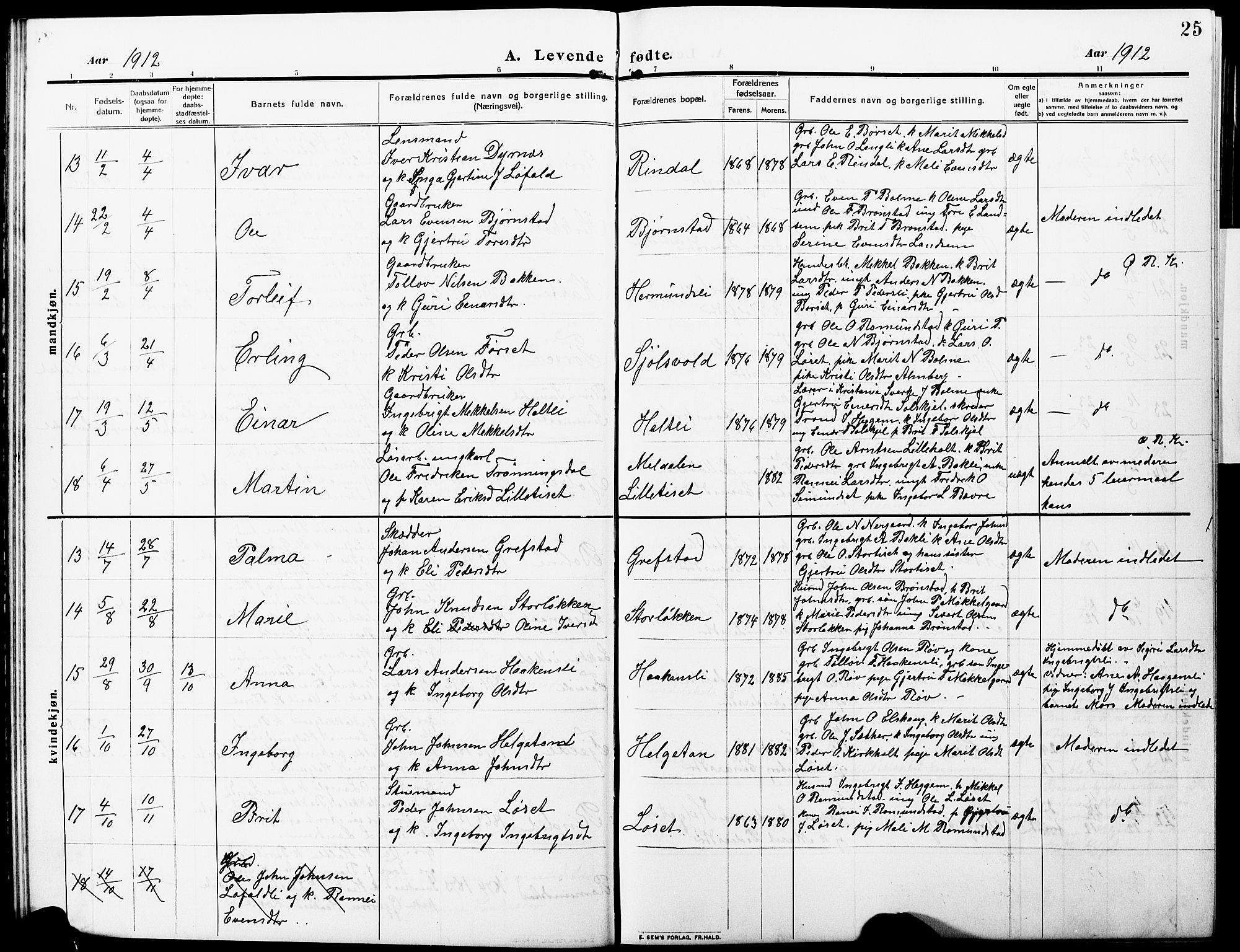 Ministerialprotokoller, klokkerbøker og fødselsregistre - Møre og Romsdal, AV/SAT-A-1454/598/L1079: Parish register (copy) no. 598C04, 1909-1927, p. 25