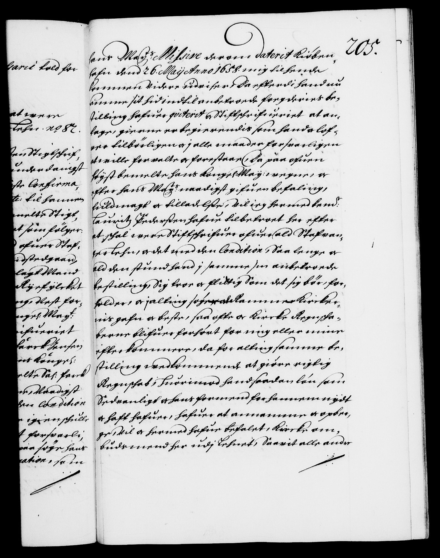 Danske Kanselli 1572-1799, RA/EA-3023/F/Fc/Fca/Fcaa/L0009: Norske registre (mikrofilm), 1657-1660, p. 205a