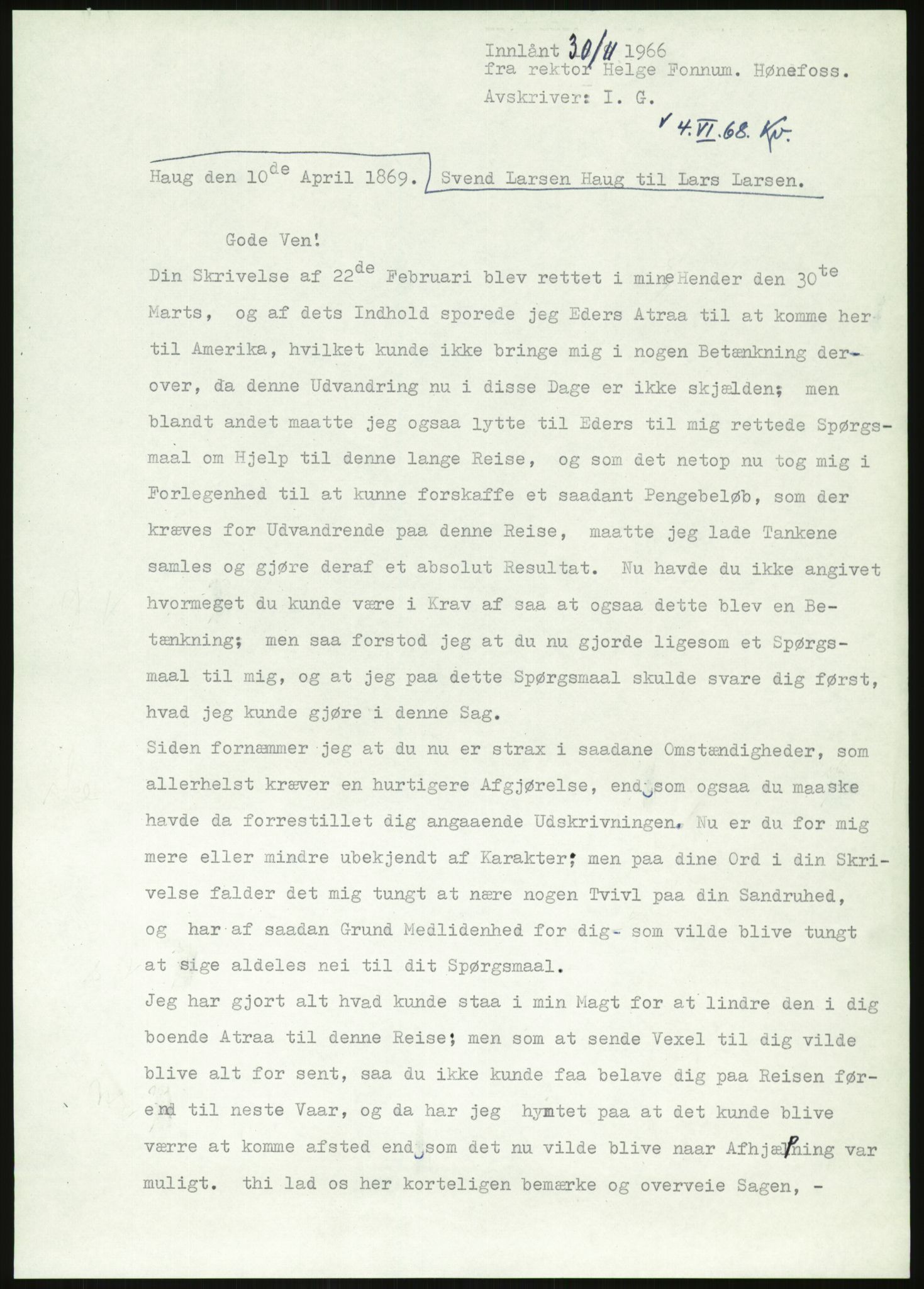 Samlinger til kildeutgivelse, Amerikabrevene, AV/RA-EA-4057/F/L0019: Innlån fra Buskerud: Fonnem - Kristoffersen, 1838-1914, p. 311