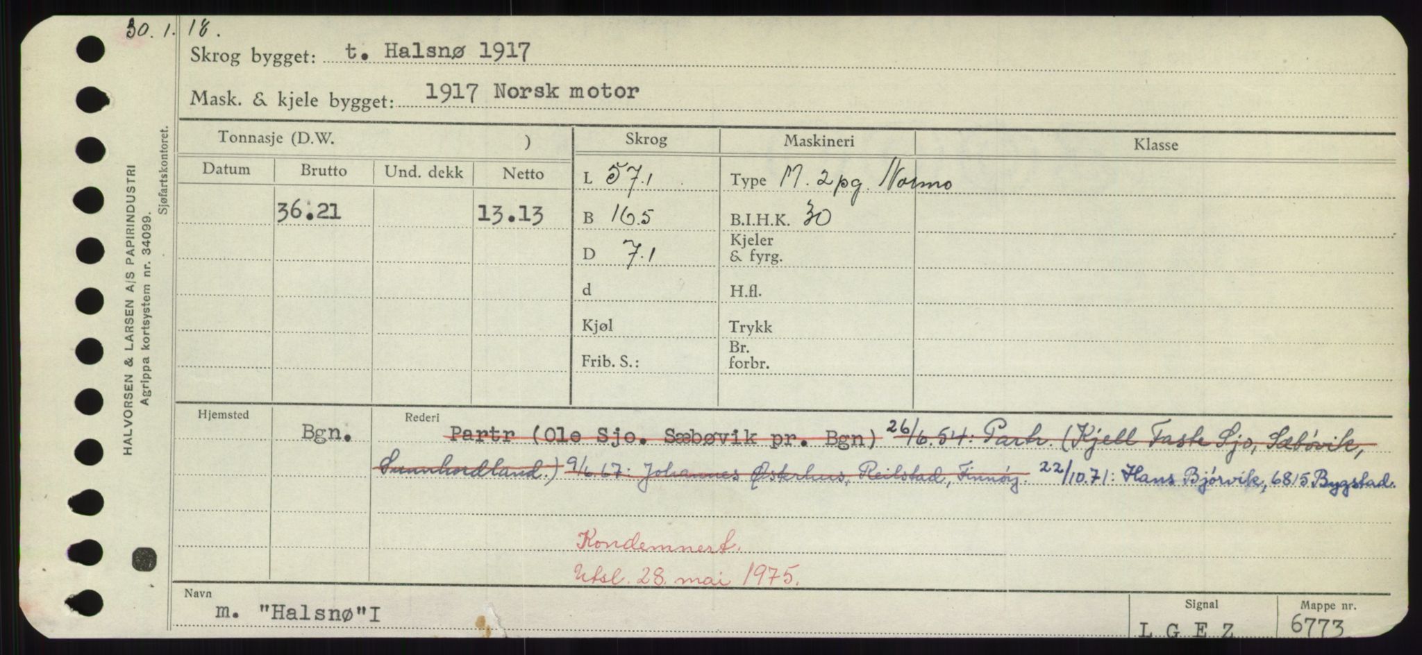 Sjøfartsdirektoratet med forløpere, Skipsmålingen, RA/S-1627/H/Hd/L0014: Fartøy, H-Havl, p. 147