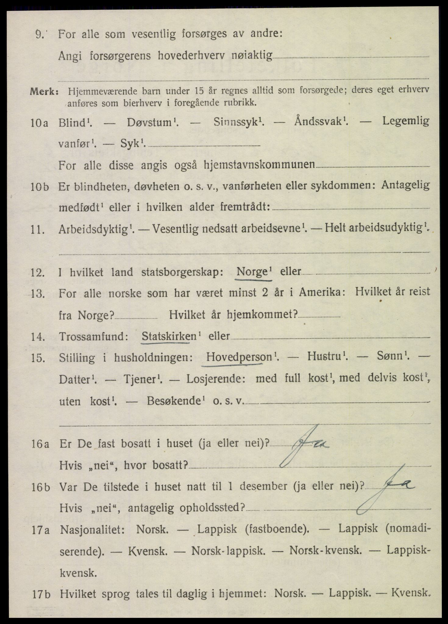 SAT, 1920 census for Vik, 1920, p. 5476