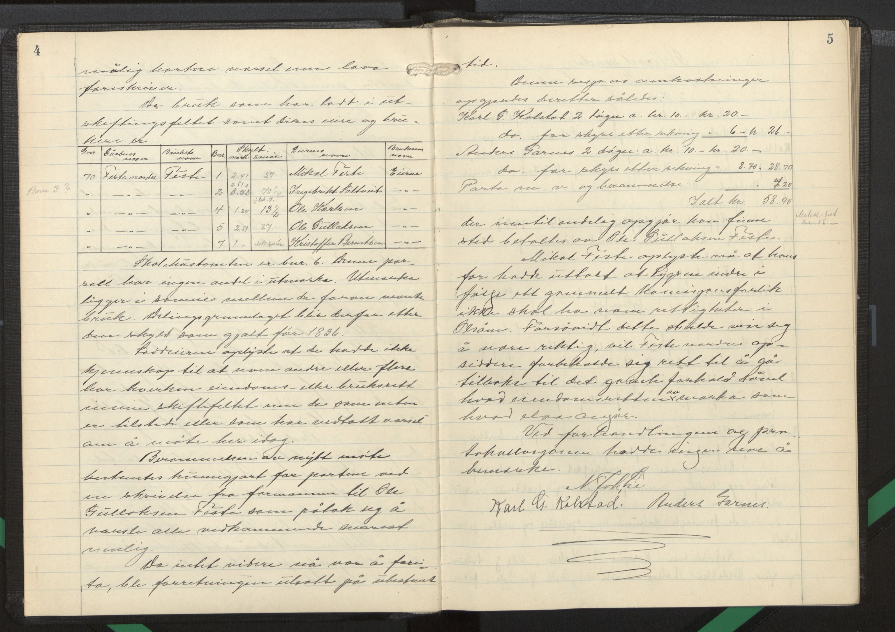 Hordaland jordskiftedøme - I Nordhordland jordskiftedistrikt, AV/SAB-A-6801/A/Aa/L0046: Forhandlingsprotokoll, 1941-1945, p. 4-5