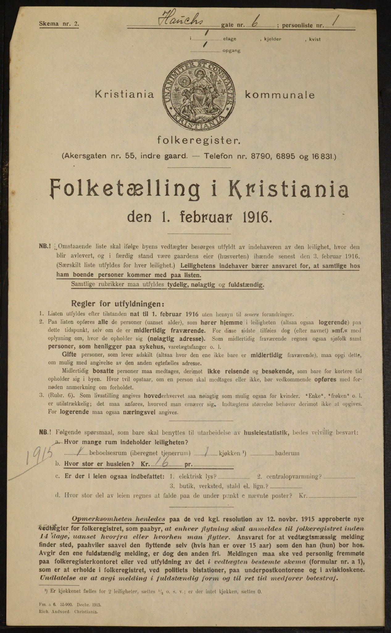 OBA, Municipal Census 1916 for Kristiania, 1916, p. 35779