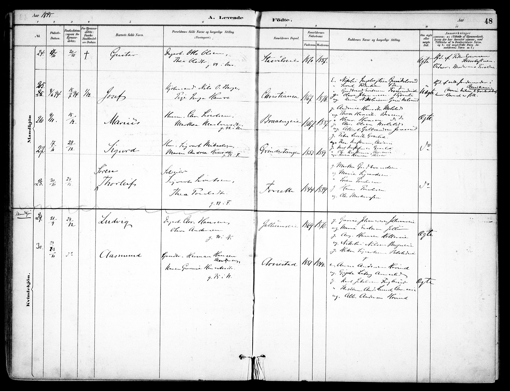 Nes prestekontor Kirkebøker, AV/SAO-A-10410/F/Fb/L0002: Parish register (official) no. II 2, 1883-1918, p. 48