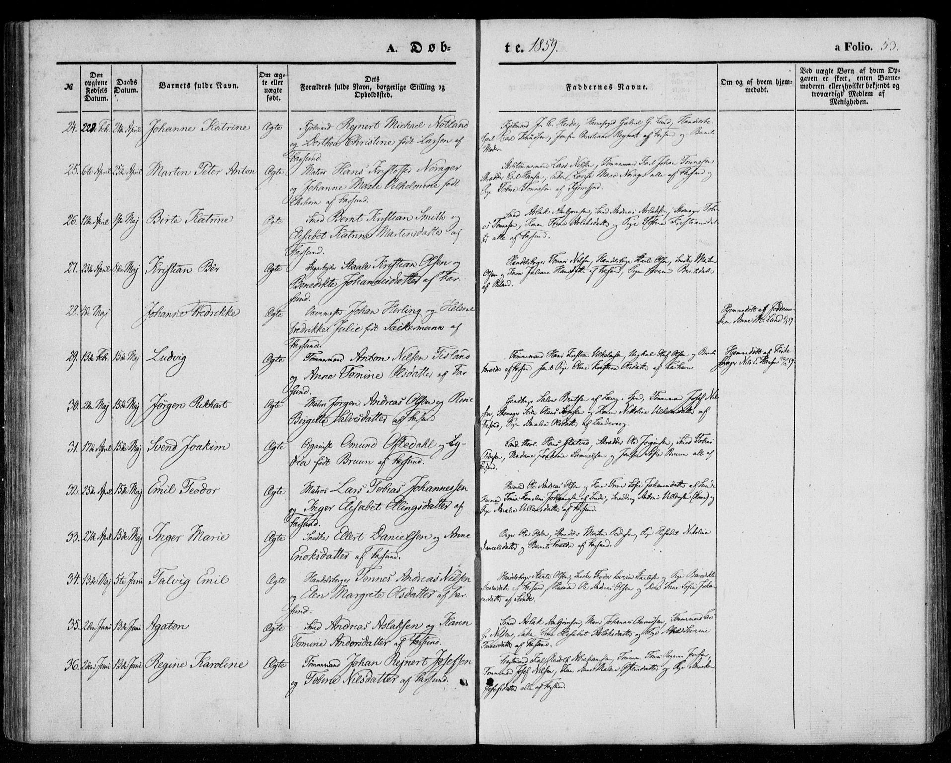 Farsund sokneprestkontor, AV/SAK-1111-0009/F/Fa/L0004: Parish register (official) no. A 4, 1847-1863, p. 53