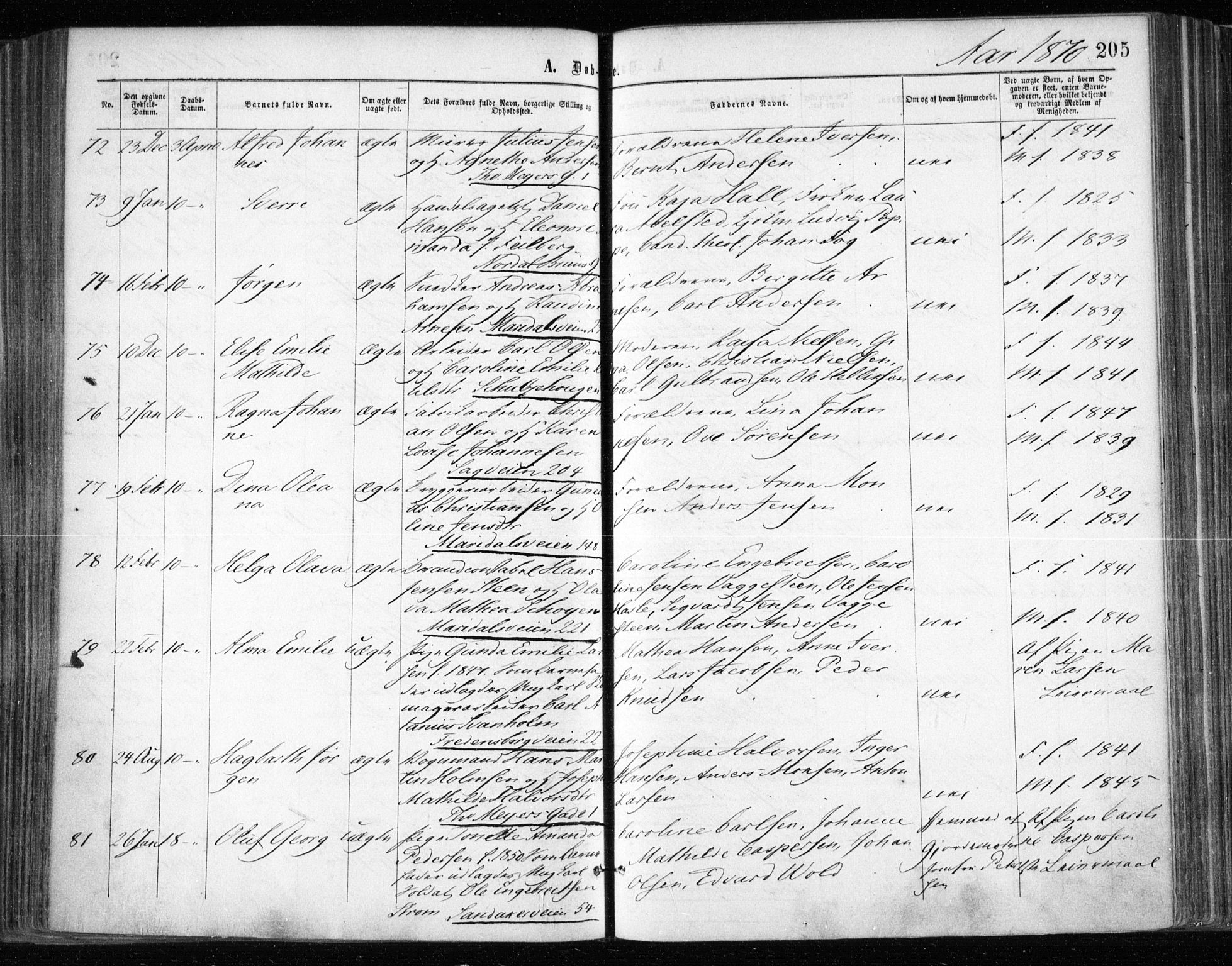 Gamle Aker prestekontor Kirkebøker, AV/SAO-A-10617a/F/L0002: Parish register (official) no. 2, 1864-1872, p. 205