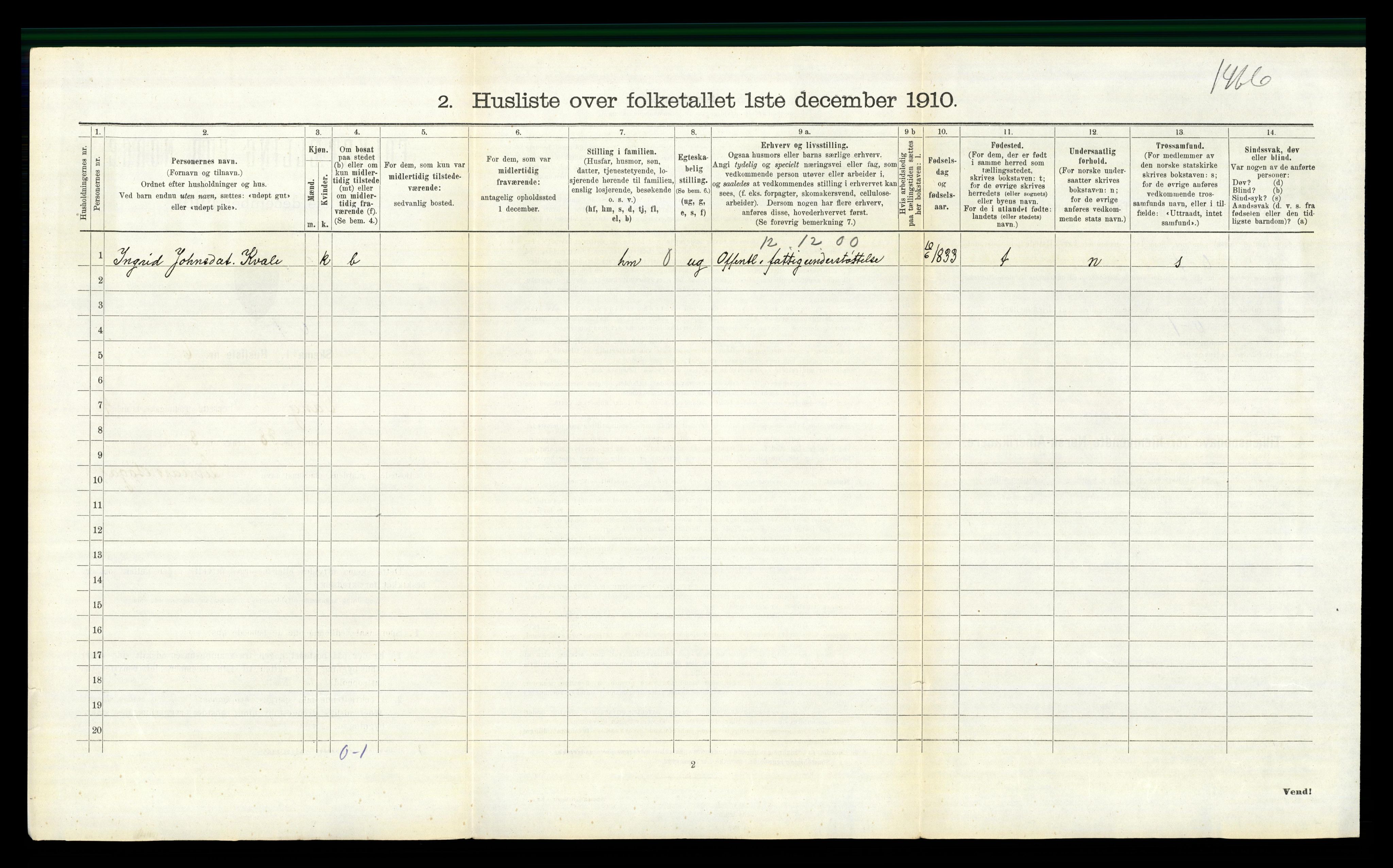 RA, 1910 census for Vang, 1910, p. 302