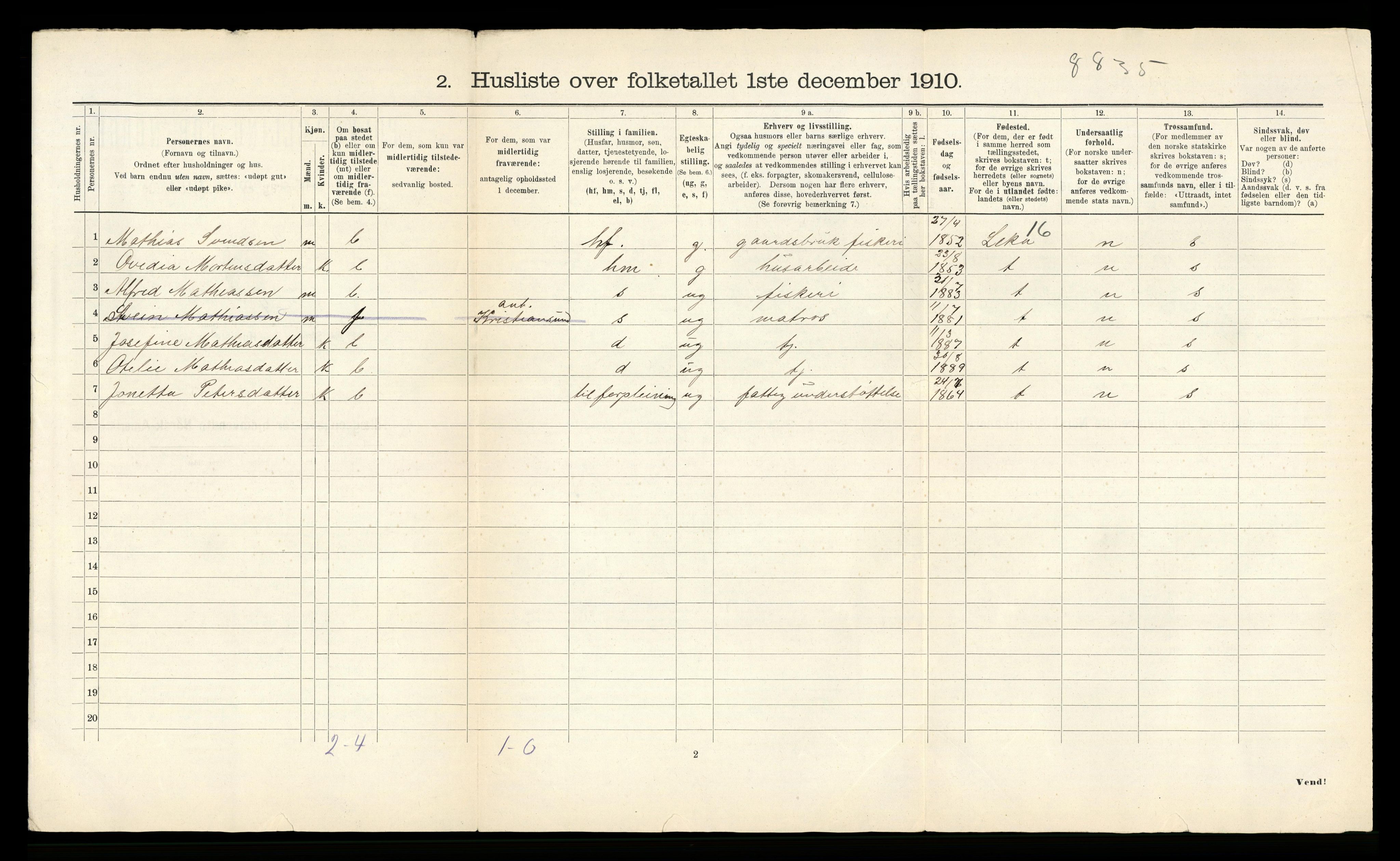 RA, 1910 census for Nærøy, 1910, p. 38