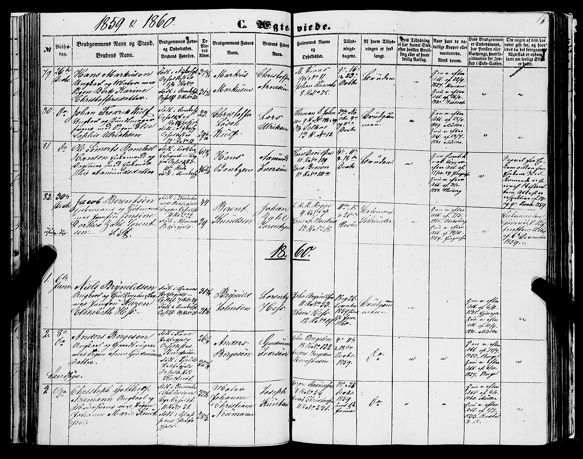Domkirken sokneprestembete, SAB/A-74801/H/Haa/L0034: Parish register (official) no. D 2, 1853-1874, p. 68