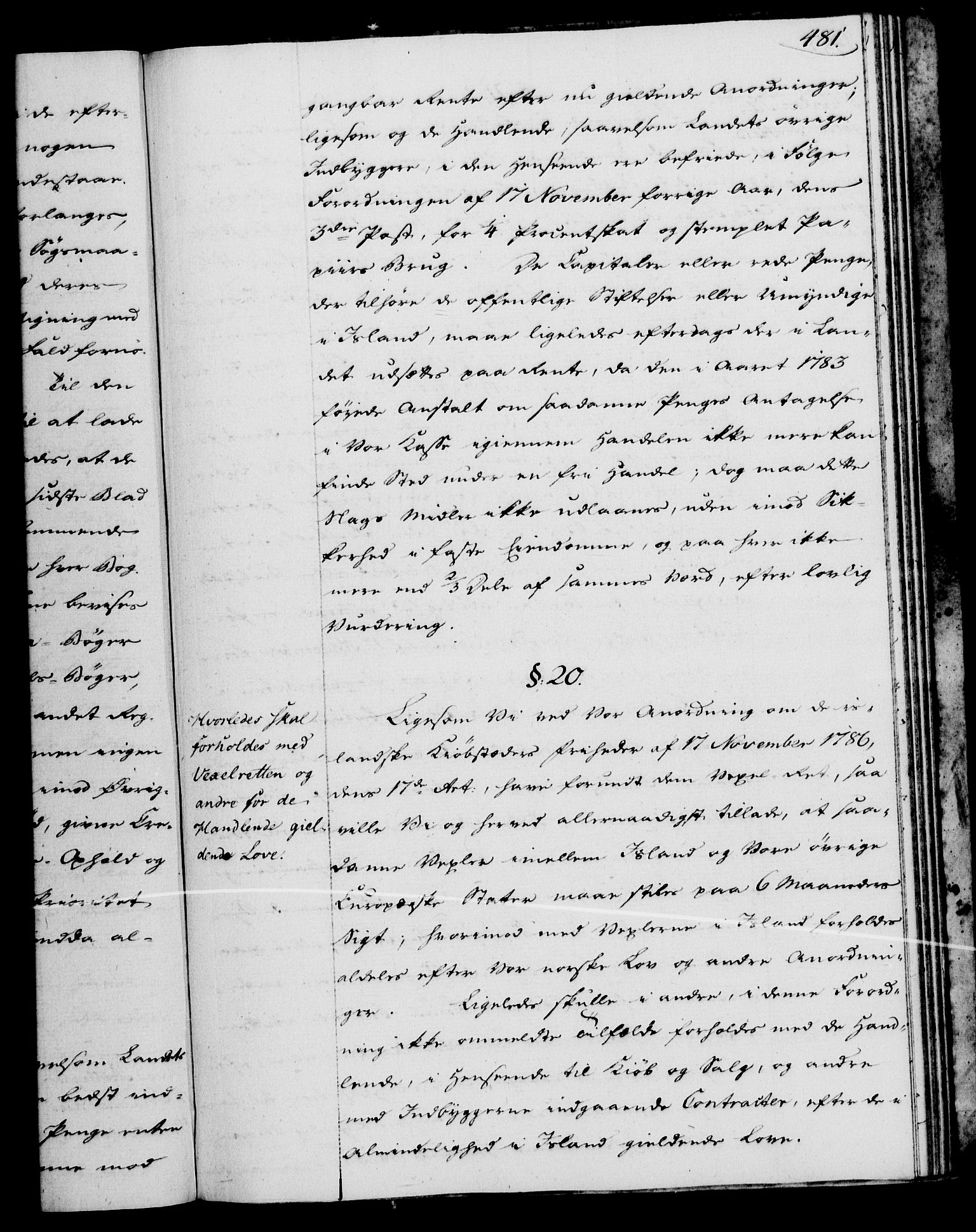 Rentekammeret, Kammerkanselliet, AV/RA-EA-3111/G/Gg/Gga/L0013: Norsk ekspedisjonsprotokoll med register (merket RK 53.13), 1784-1787, p. 481