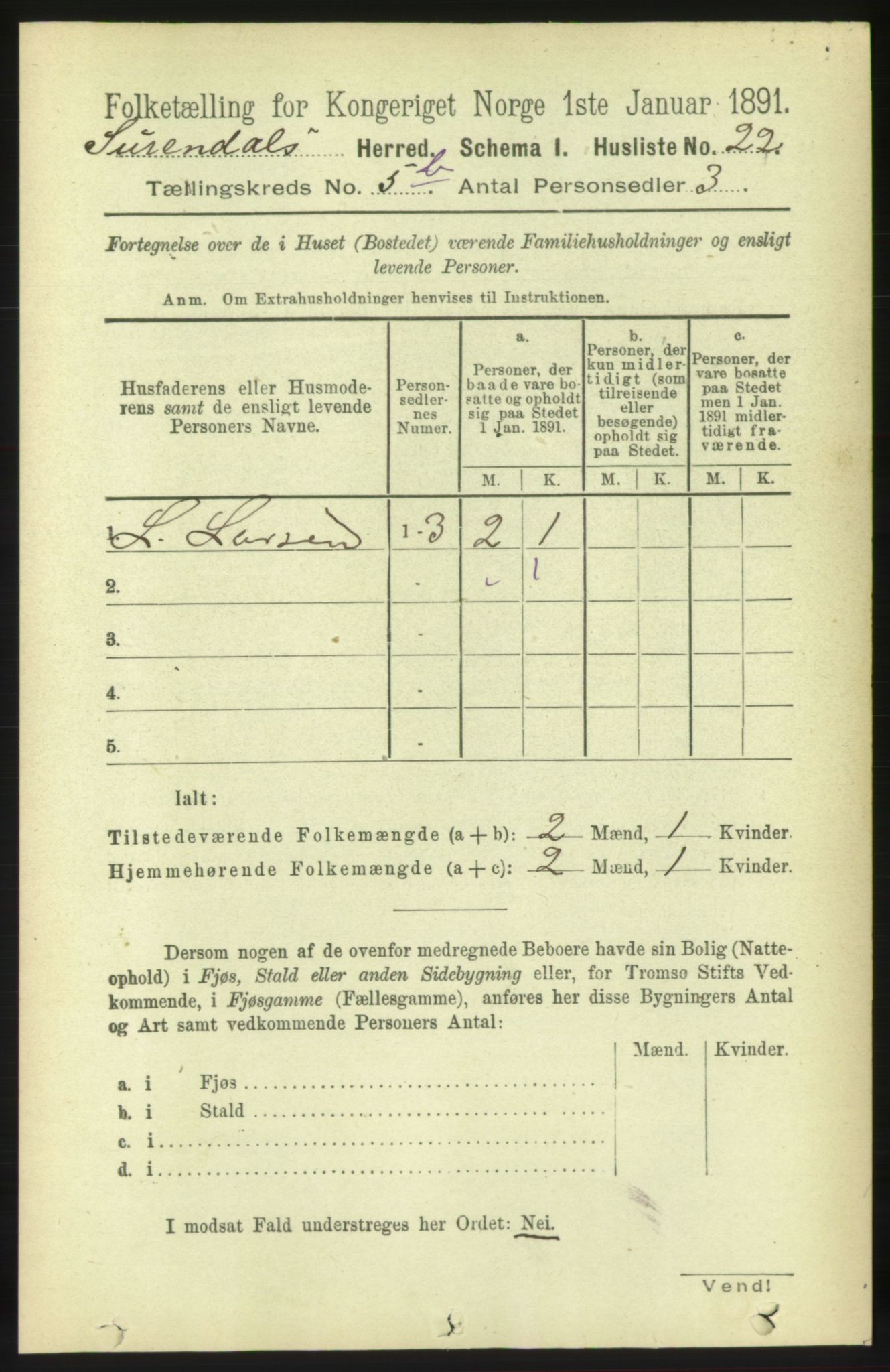 RA, 1891 census for 1566 Surnadal, 1891, p. 1478