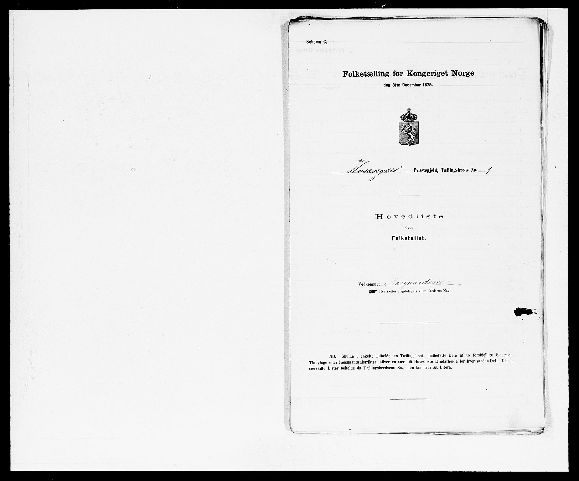 SAB, 1875 census for 1253P Hosanger, 1875, p. 2