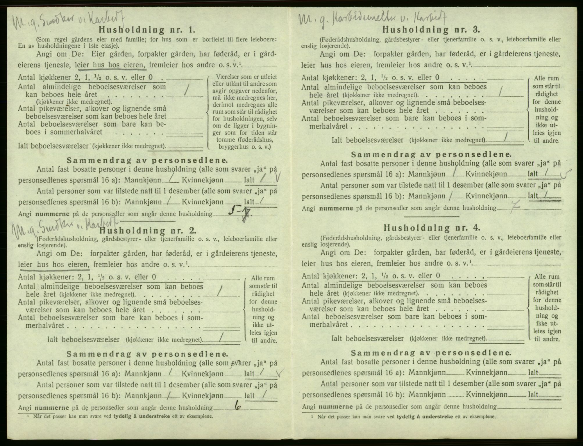 SAB, 1920 census for Odda, 1920, p. 354