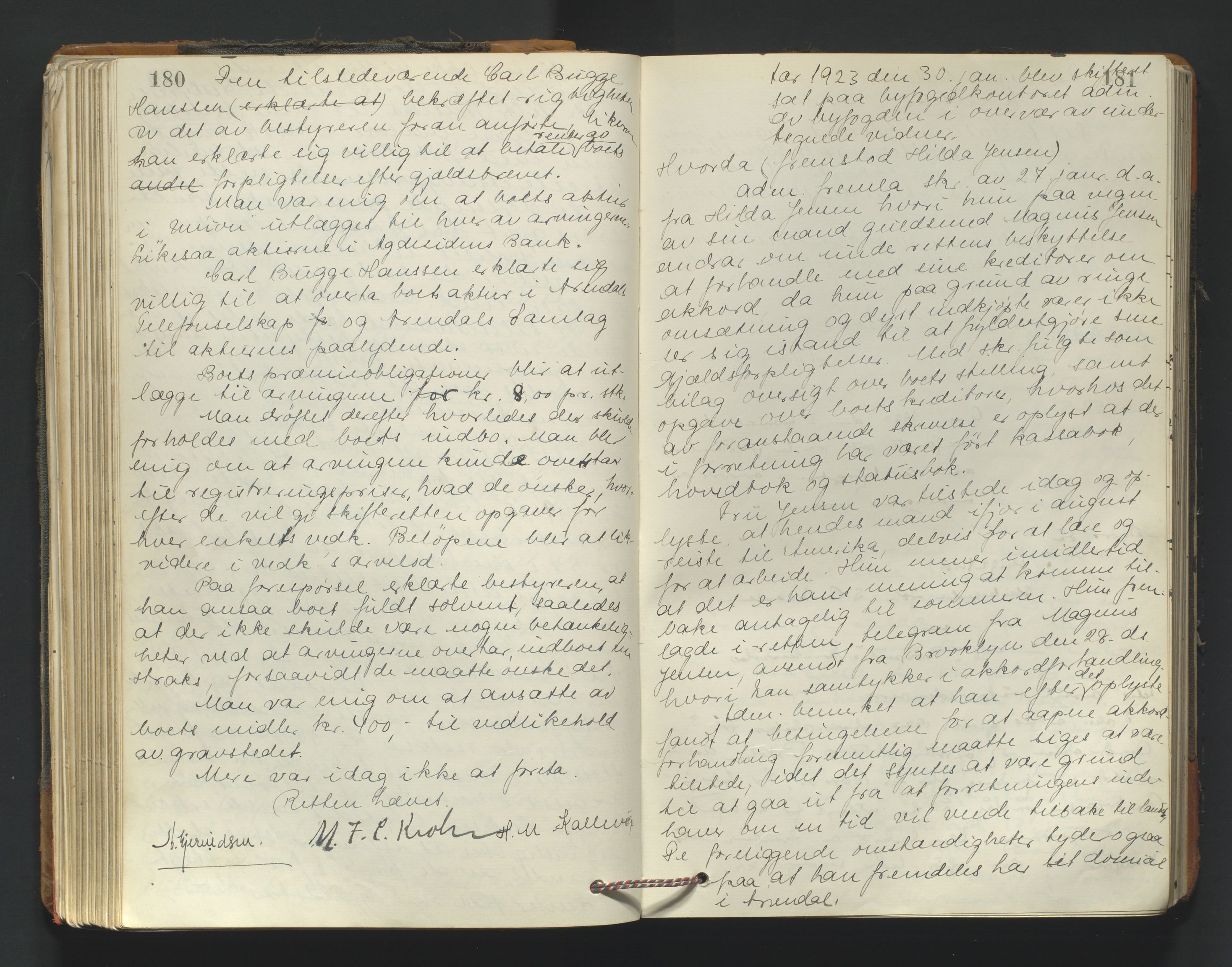 Arendal byfogd, AV/SAK-1222-0001/H/Hc/L0048: Skifteprotokoll nr. 46, 1922-1926, p. 180-181