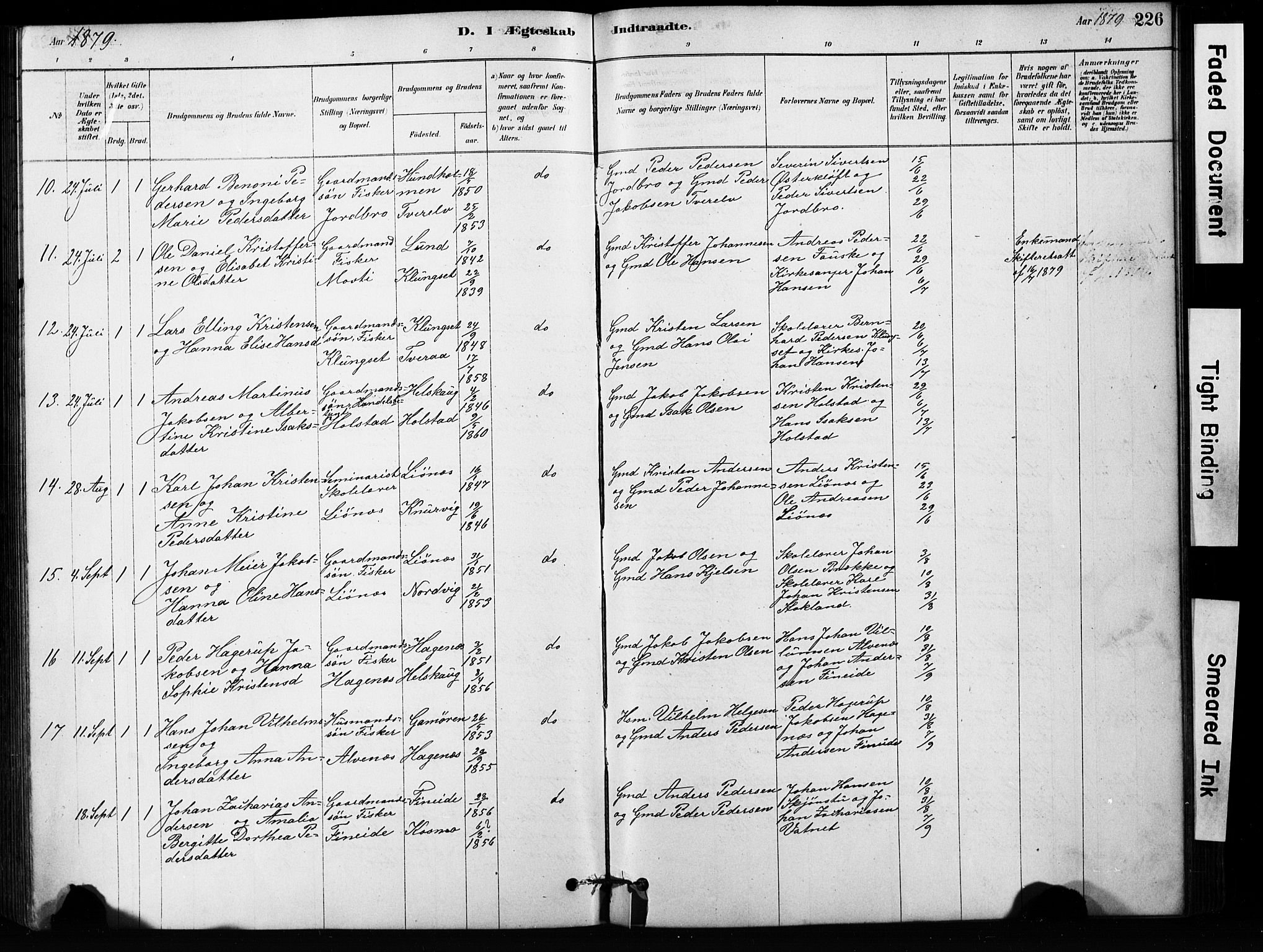 Ministerialprotokoller, klokkerbøker og fødselsregistre - Nordland, AV/SAT-A-1459/852/L0754: Parish register (copy) no. 852C05, 1878-1894, p. 226