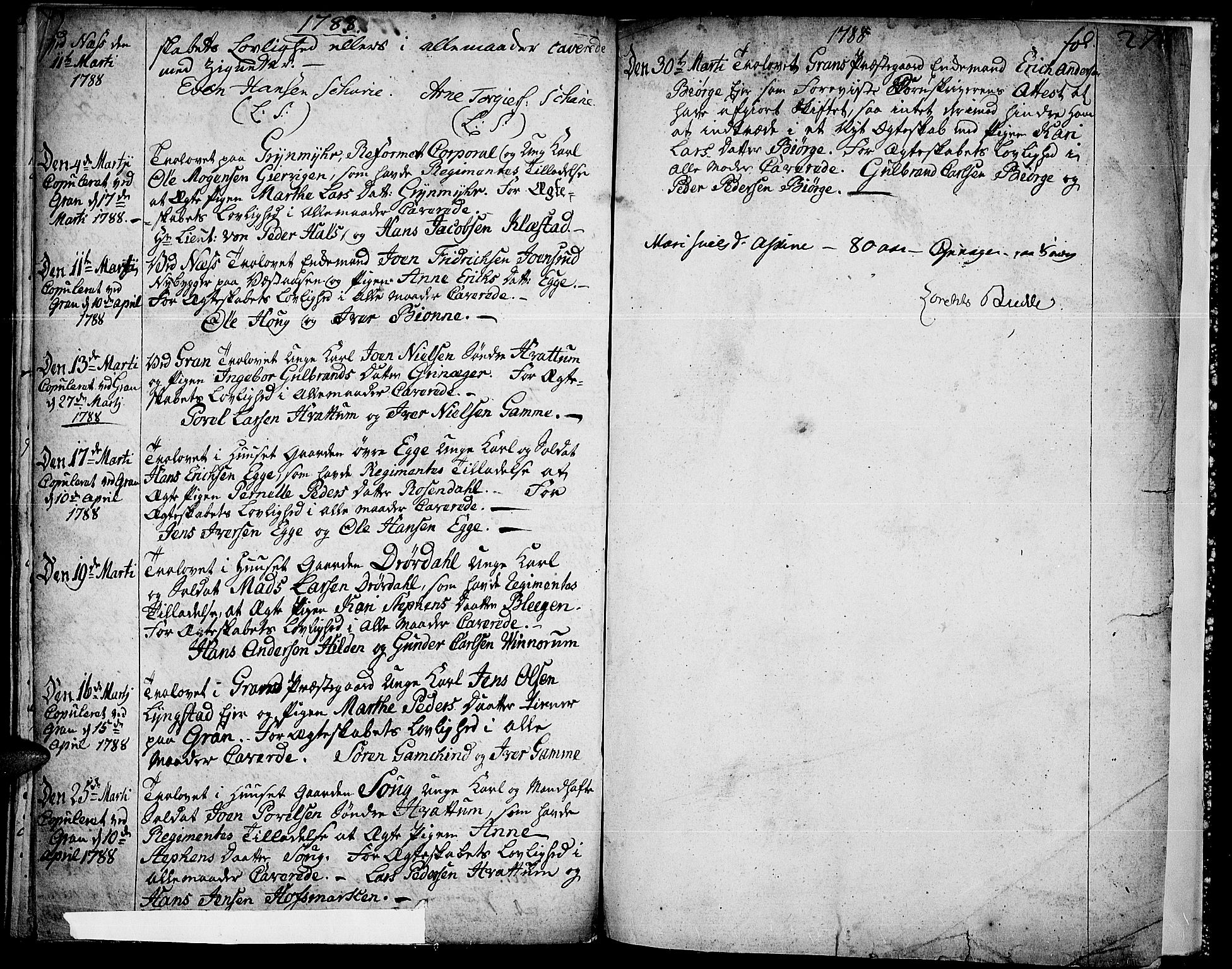 Gran prestekontor, SAH/PREST-112/H/Ha/Haa/L0005: Parish register (official) no. 5, 1776-1788, p. 278