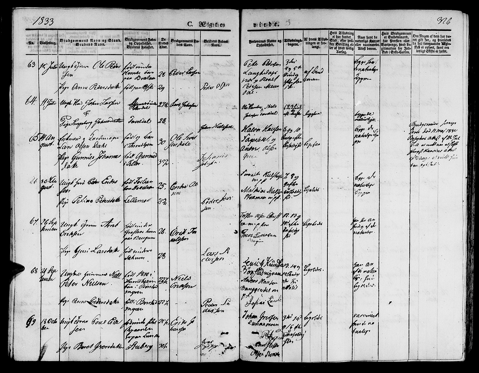 Ministerialprotokoller, klokkerbøker og fødselsregistre - Nord-Trøndelag, AV/SAT-A-1458/709/L0072: Parish register (official) no. 709A12, 1833-1844, p. 326