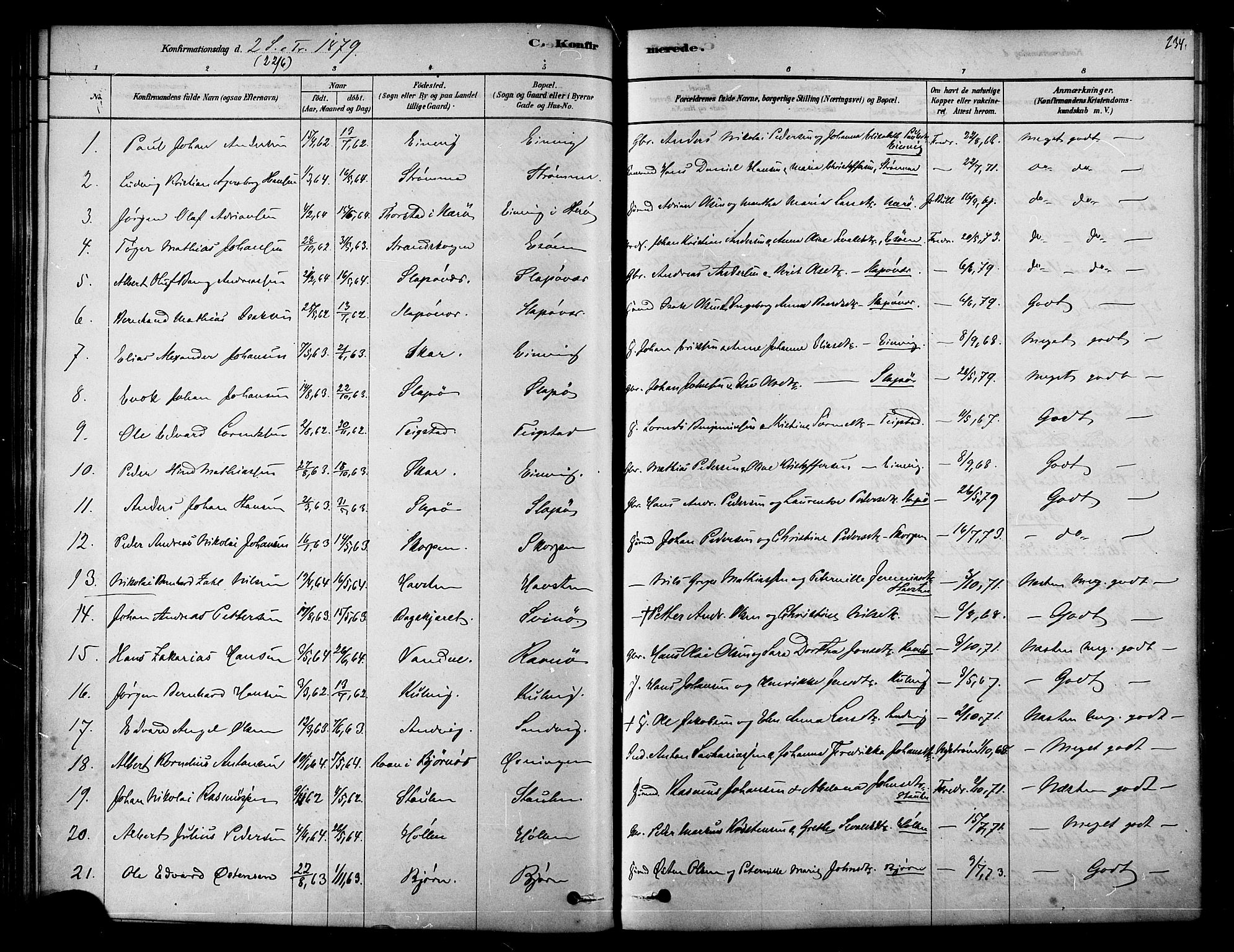 Ministerialprotokoller, klokkerbøker og fødselsregistre - Nordland, SAT/A-1459/834/L0507: Parish register (official) no. 834A05, 1878-1892, p. 234