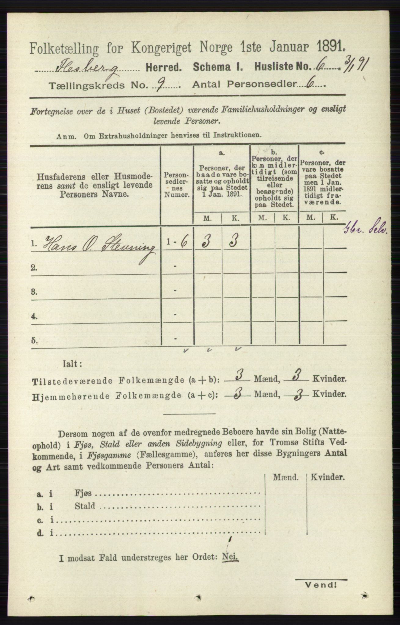 RA, 1891 census for 0631 Flesberg, 1891, p. 1505