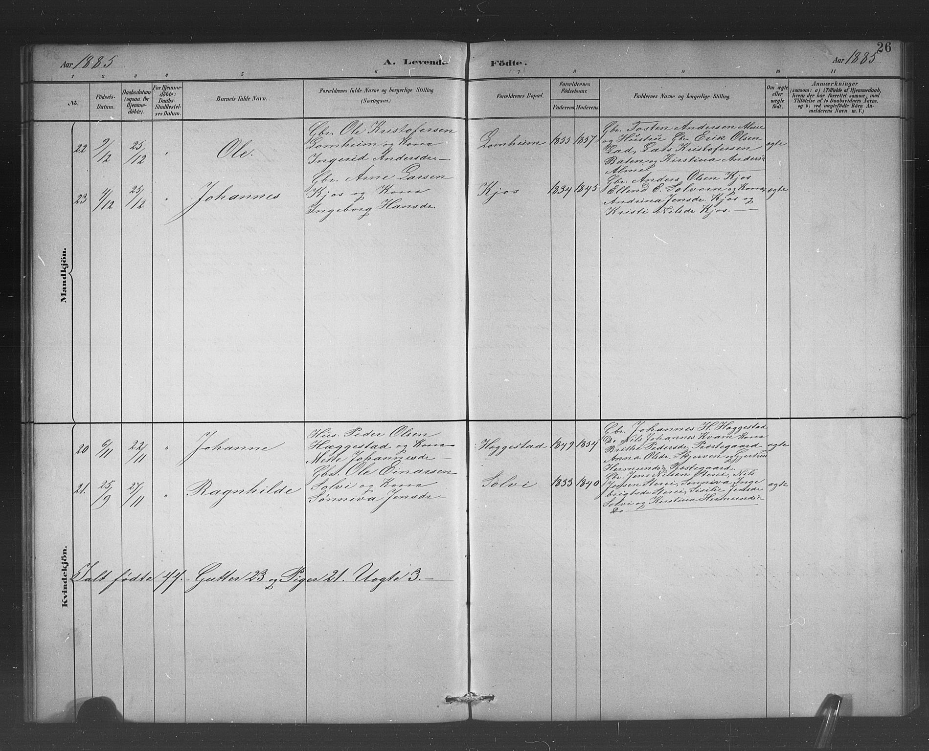Hafslo sokneprestembete, AV/SAB-A-80301/H/Hab/Habb/L0001: Parish register (copy) no. B 1, 1882-1908, p. 26