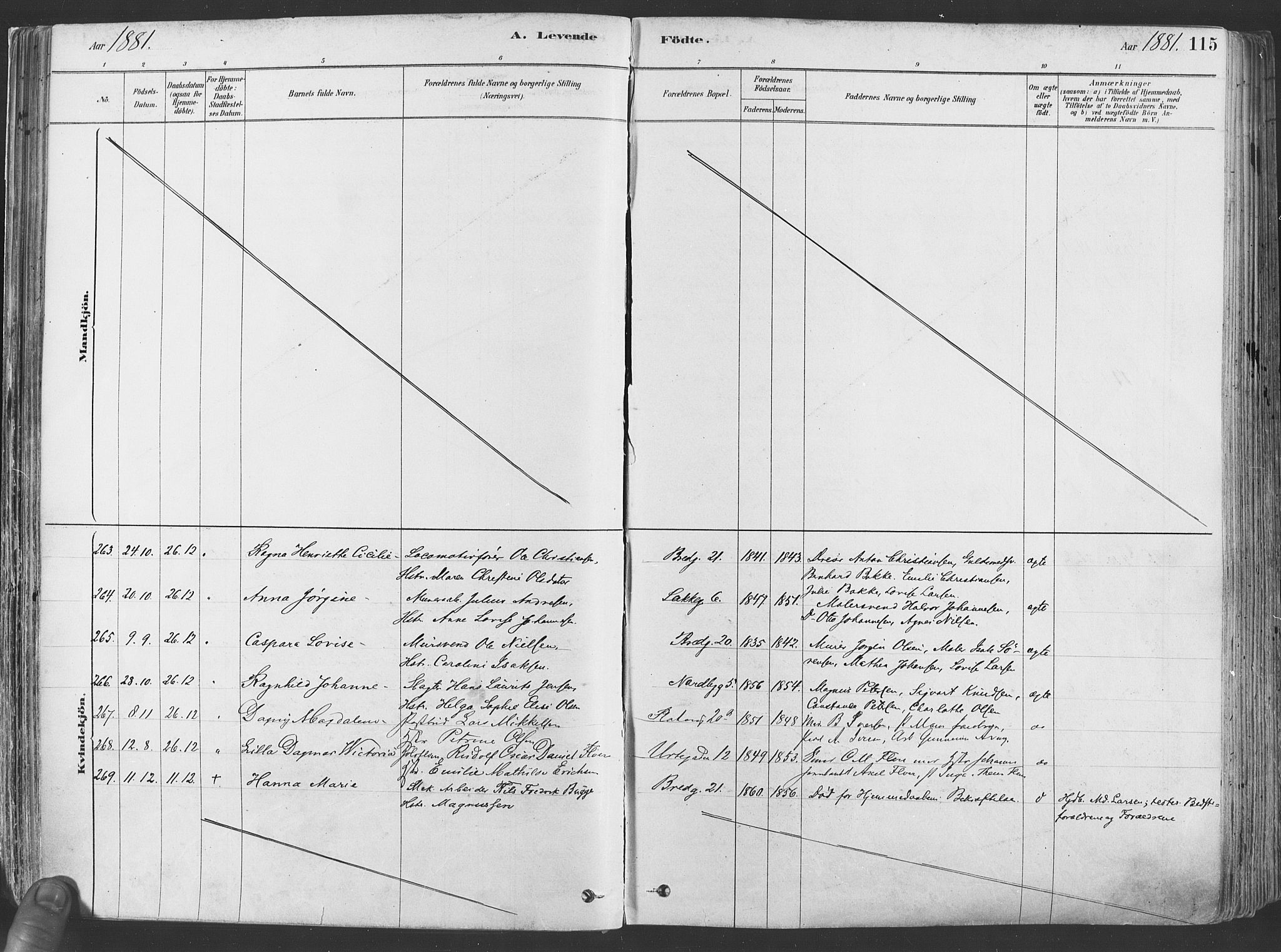 Grønland prestekontor Kirkebøker, SAO/A-10848/F/Fa/L0007: Parish register (official) no. 7, 1878-1888, p. 115