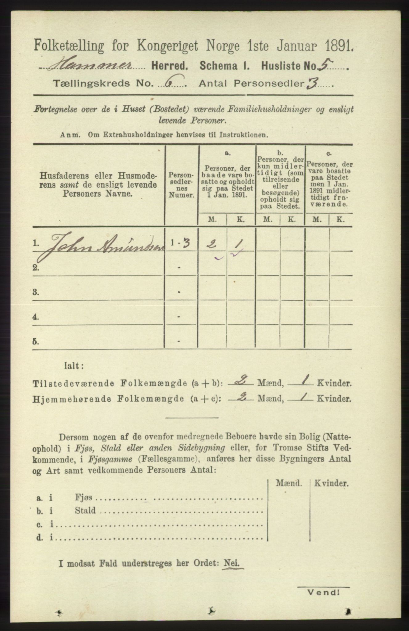 RA, 1891 census for 1254 Hamre, 1891, p. 1524