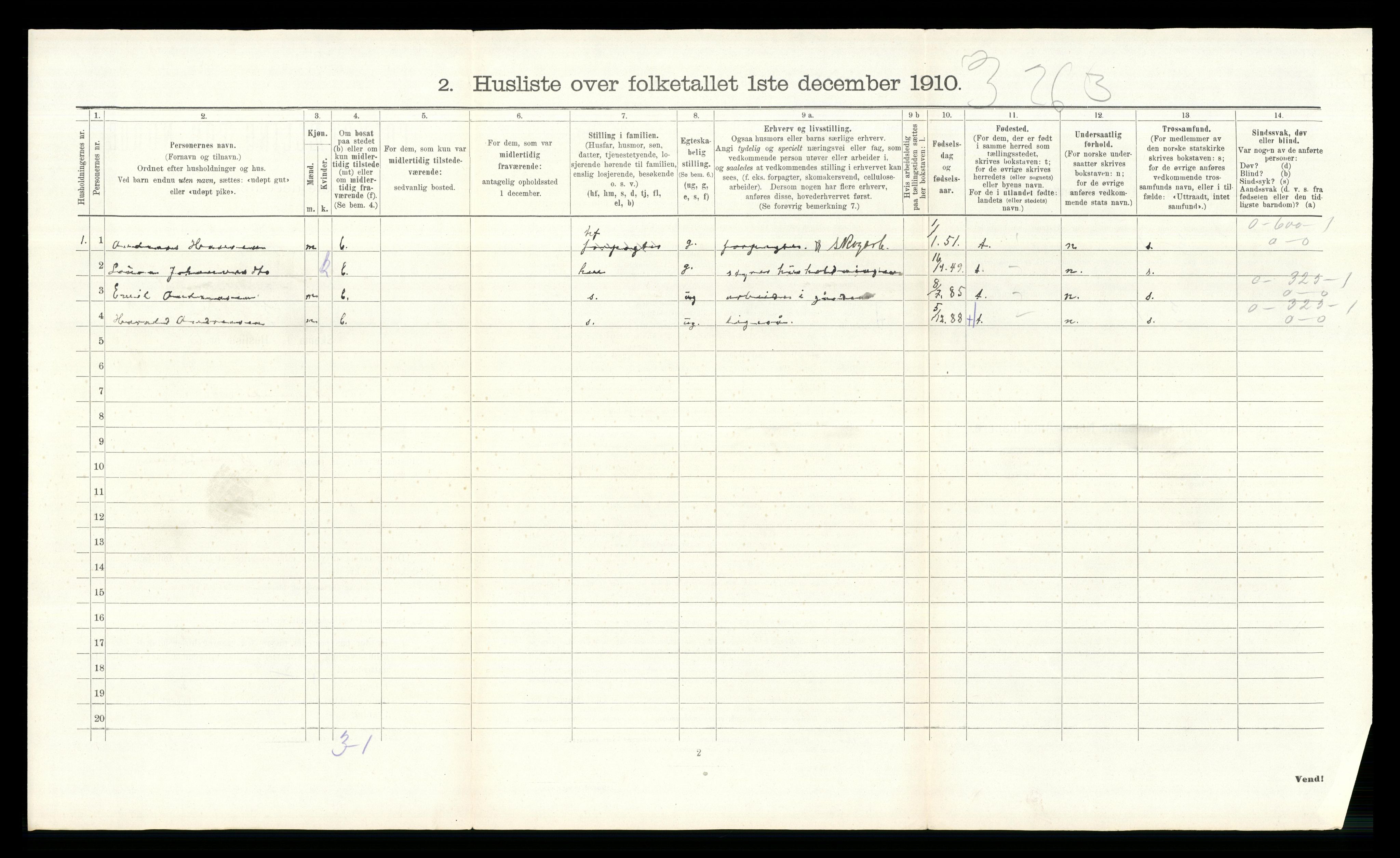 RA, 1910 census for Hurdal, 1910, p. 617