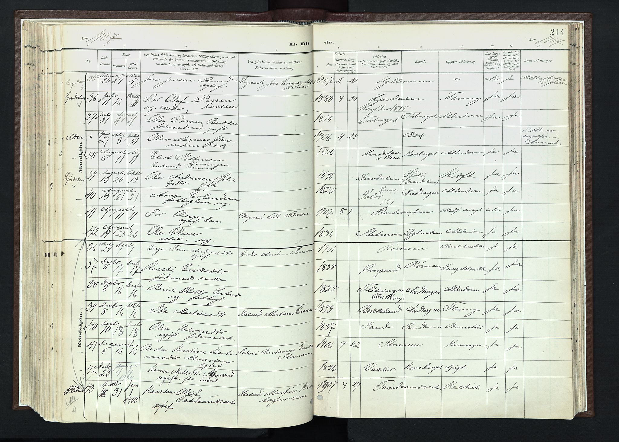 Trysil prestekontor, SAH/PREST-046/H/Ha/Haa/L0013: Parish register (official) no. 13, 1898-1911, p. 214