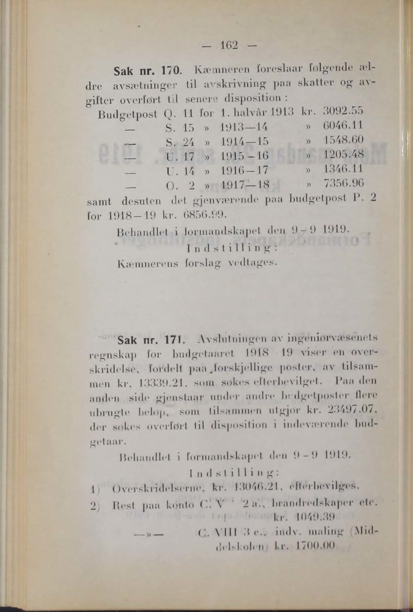 Narvik kommune. Formannskap , AIN/K-18050.150/A/Ab/L0009: Møtebok, 1919