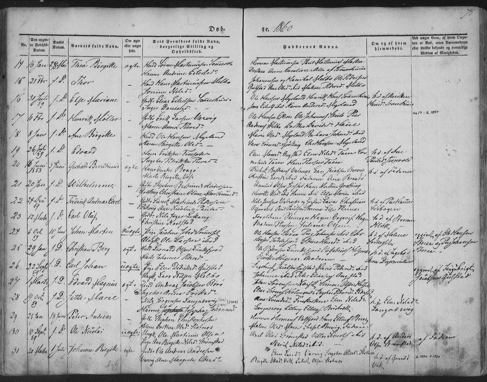 Ministerialprotokoller, klokkerbøker og fødselsregistre - Nordland, SAT/A-1459/888/L1241: Parish register (official) no. 888A07, 1849-1869, p. 75