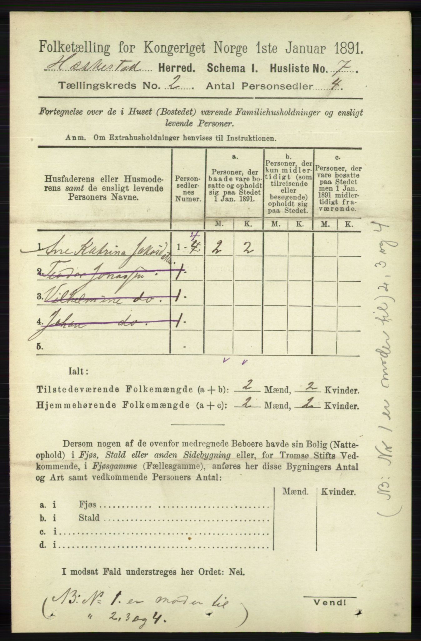 RA, 1891 census for 1113 Heskestad, 1891, p. 252