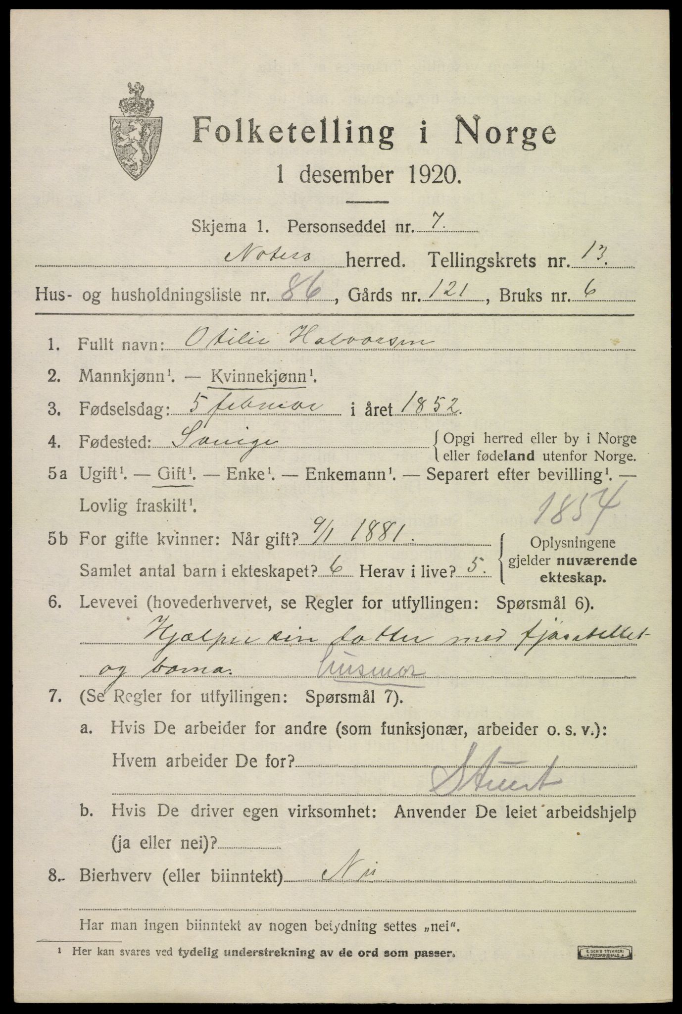 SAKO, 1920 census for Nøtterøy, 1920, p. 15979